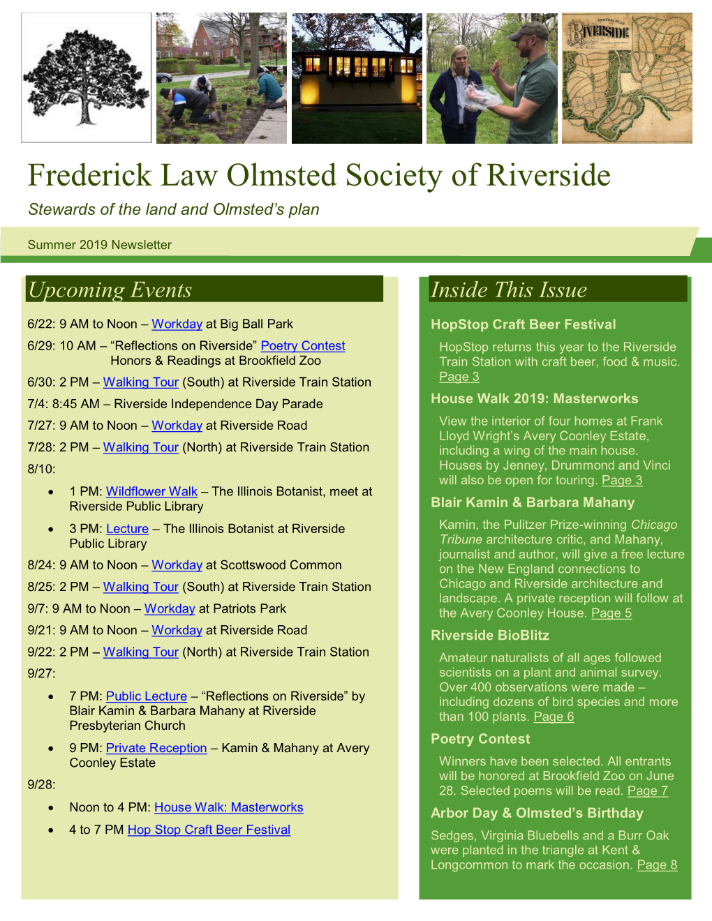 Frederick Law Olmsted Society of Riverside Stewards of the Land and Olmsted’S Plan