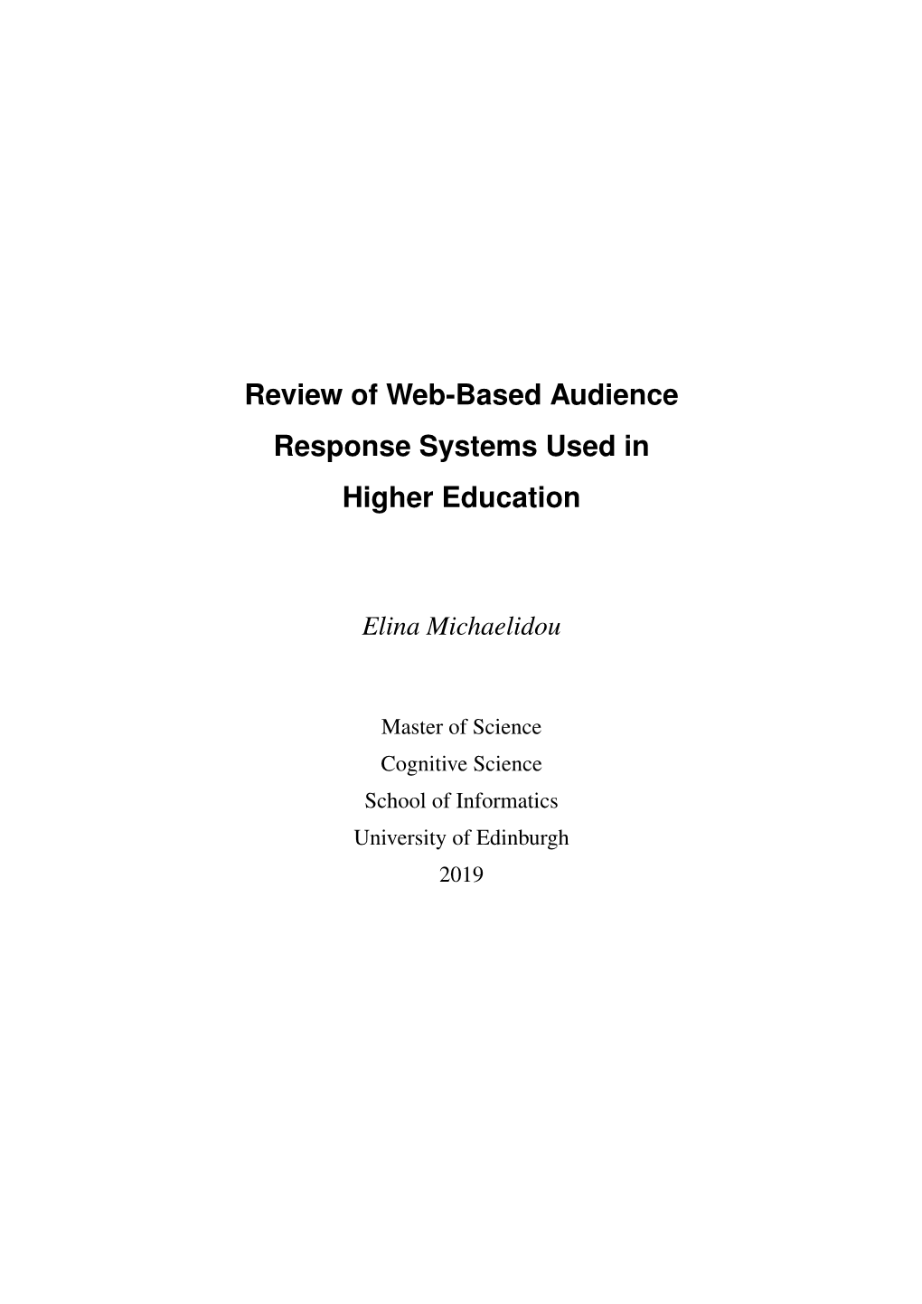 Review of Web-Based Audience Response Systems Used in Higher Education