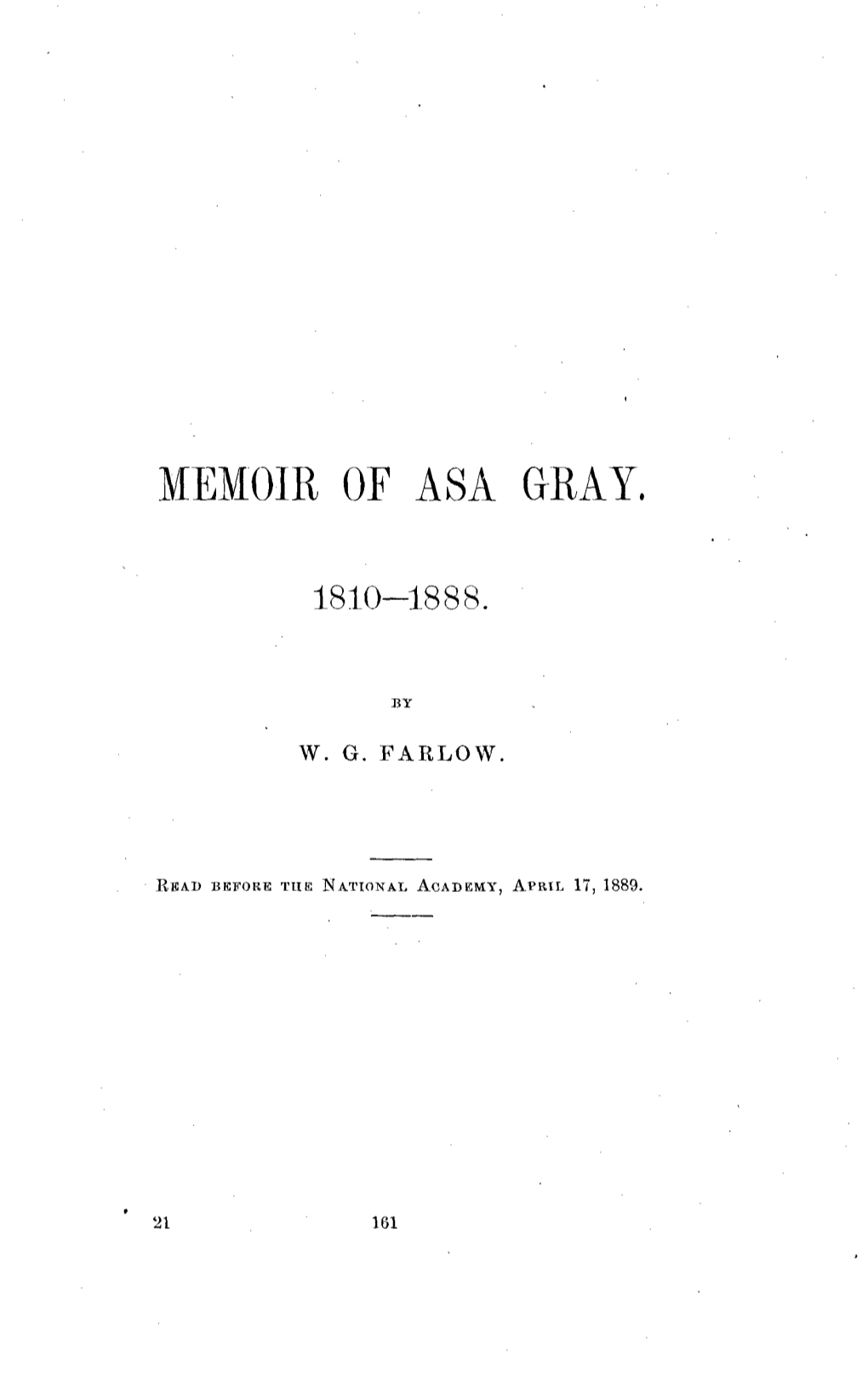 Memoir of Asa Gray