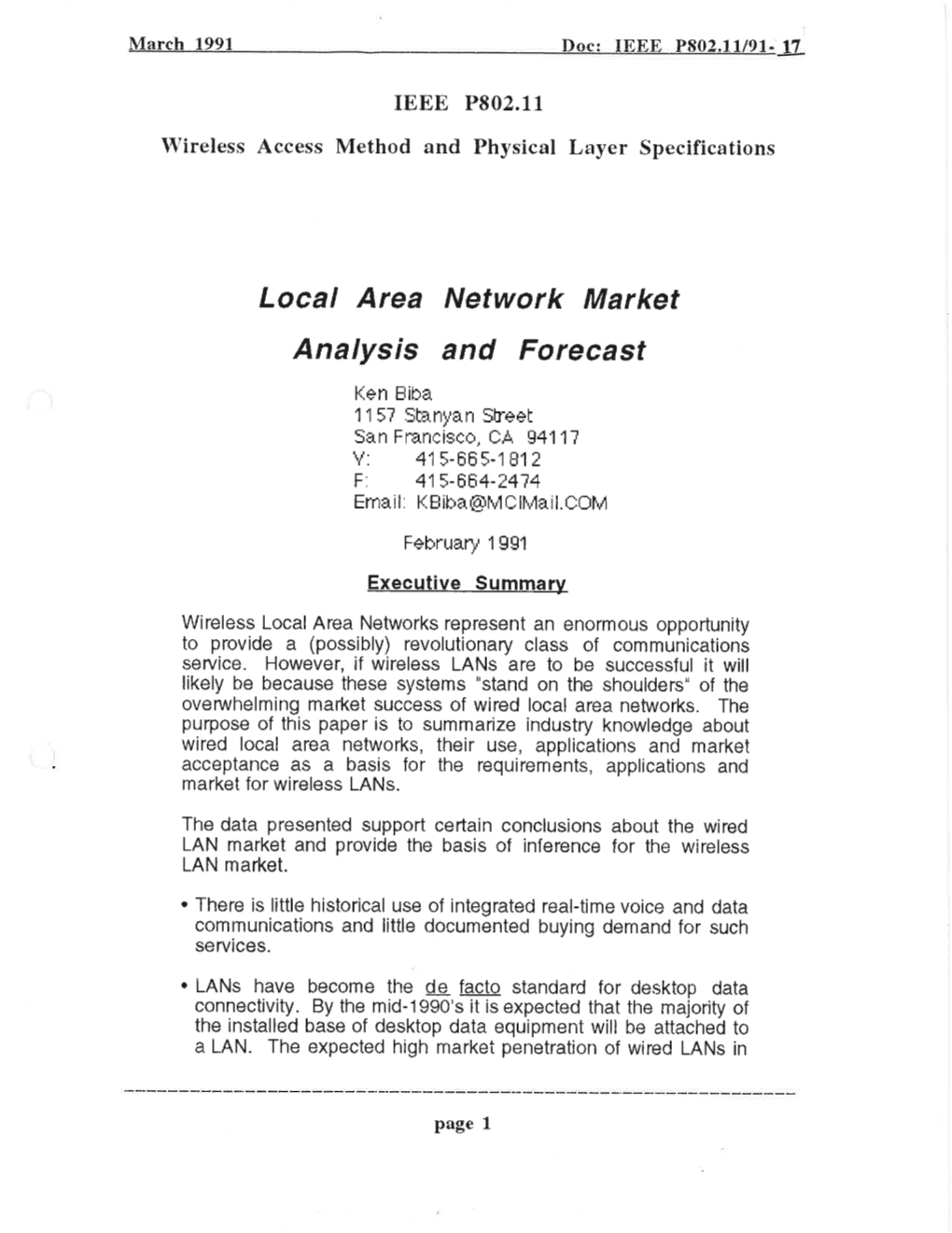 Local Area Network Market Analysis and Forecast