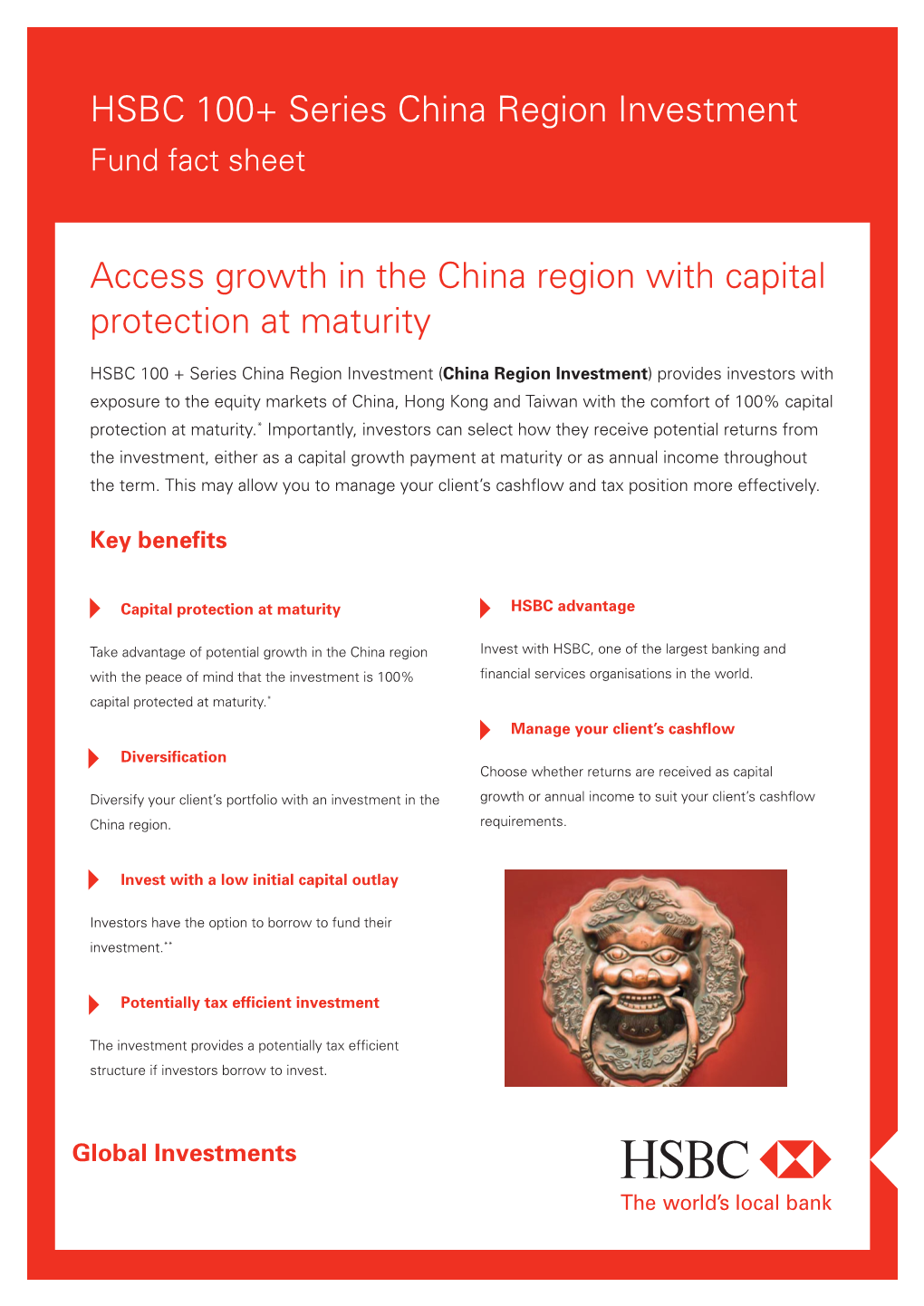 HSBC 100 + Series China Region Investment Facts