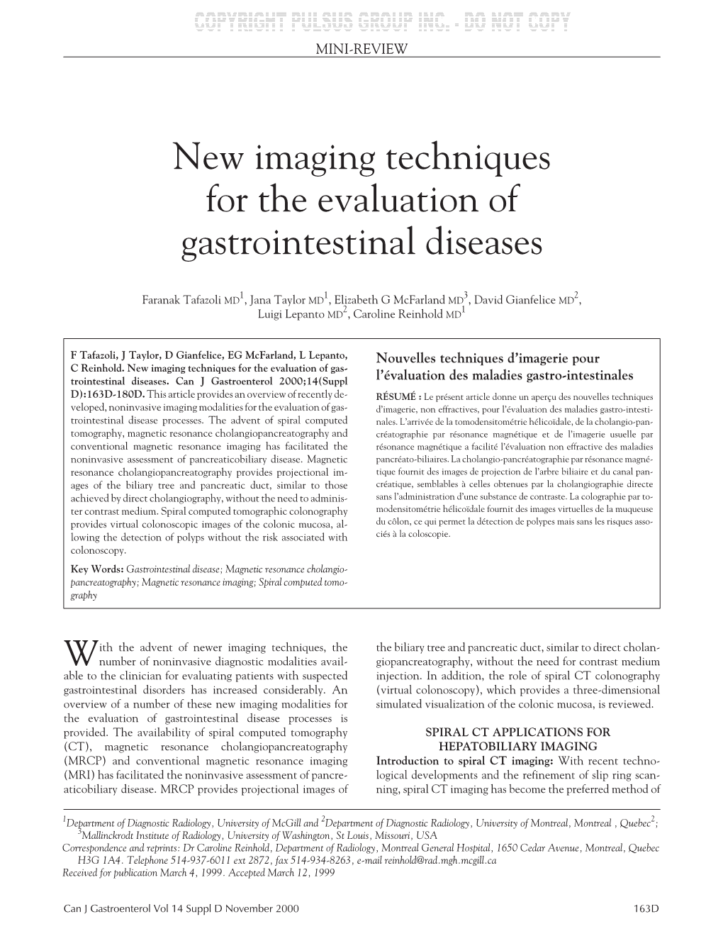 New Imaging Techniques for the Evaluation of Gastrointestinal Diseases