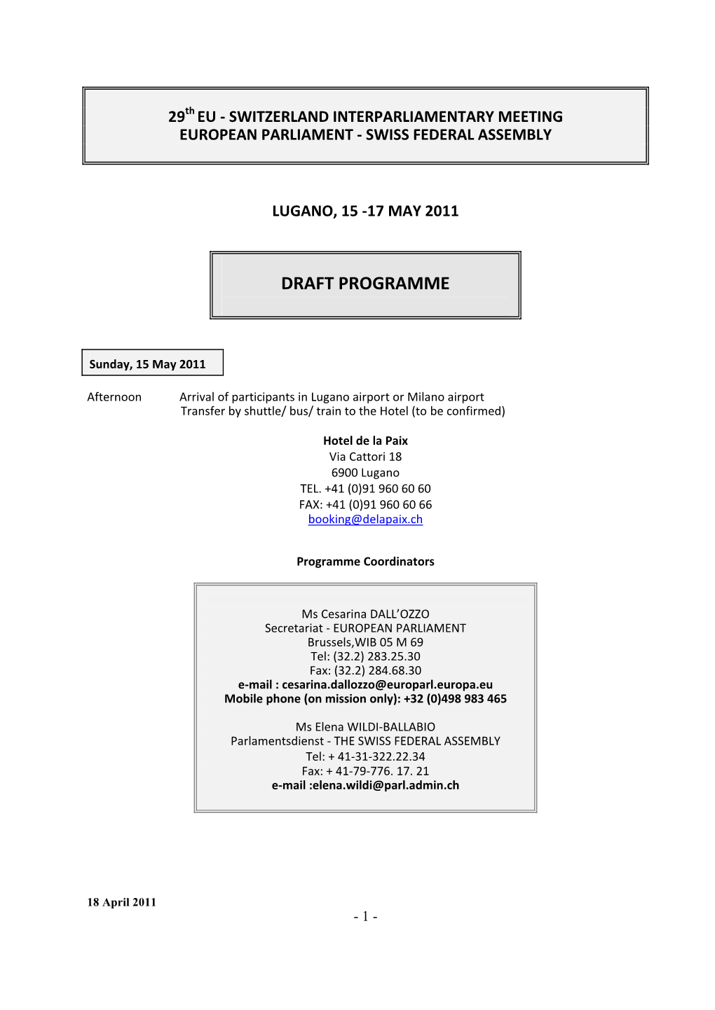 Programme29th EU-CH IPM Lugano2011