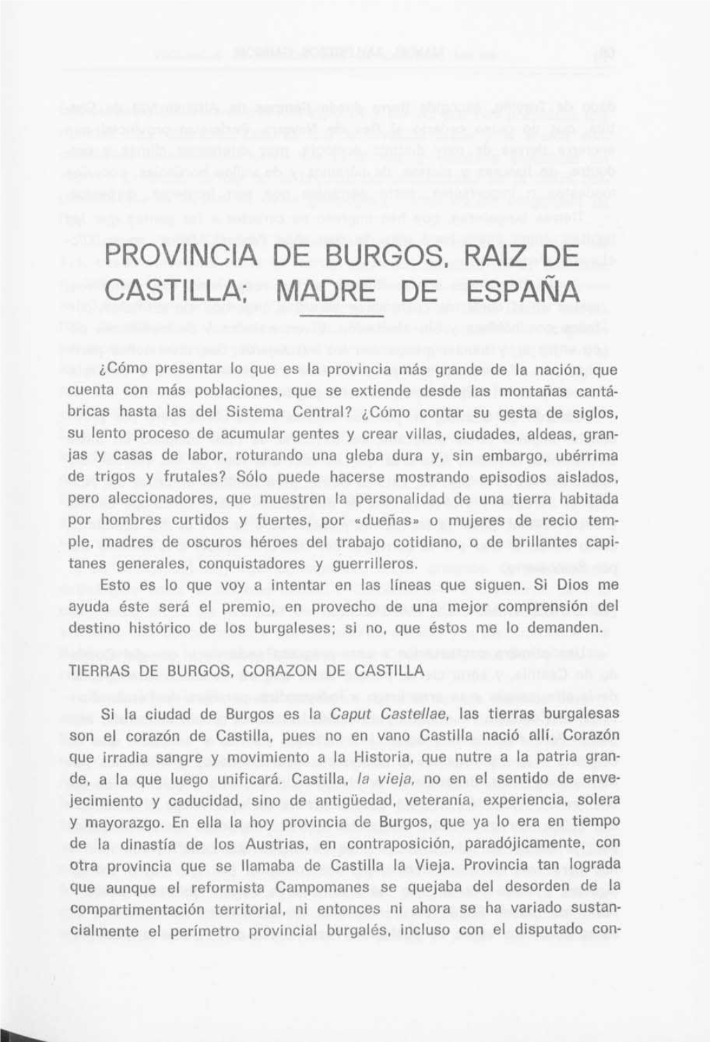 Provincia De Burgos, Raiz De Castilla: Madre De España