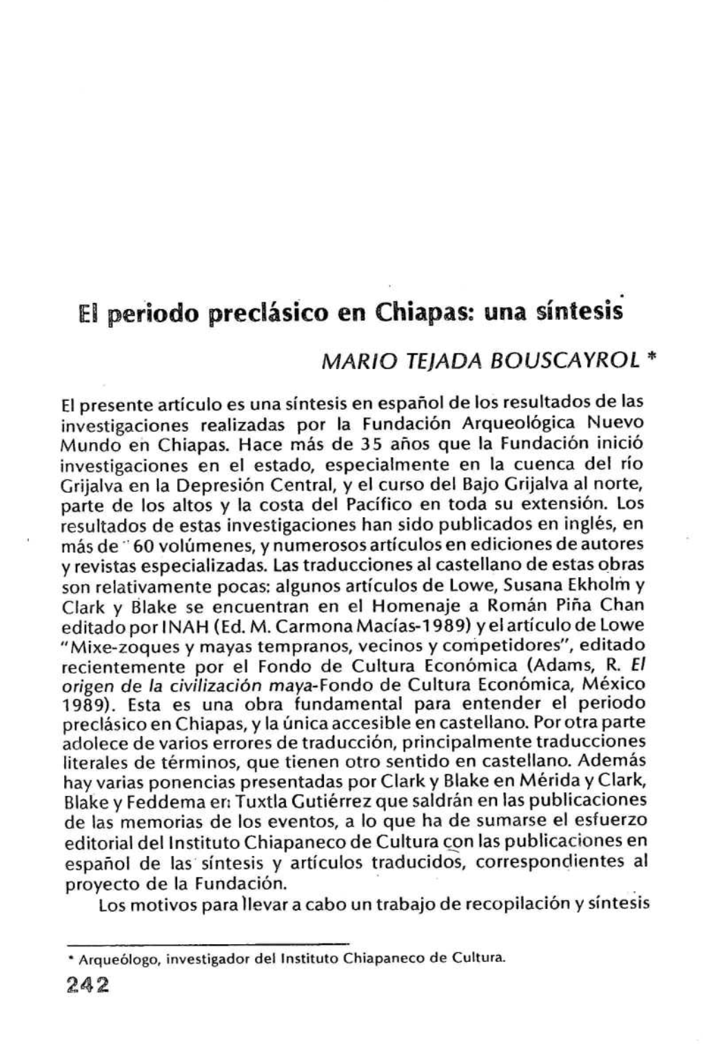 Período Preclásico En Chiapas: Una Síntesis Zyxwvutsrqponmlkjihgfedcbazyxwvutsrqponmlkjihgfedcba
