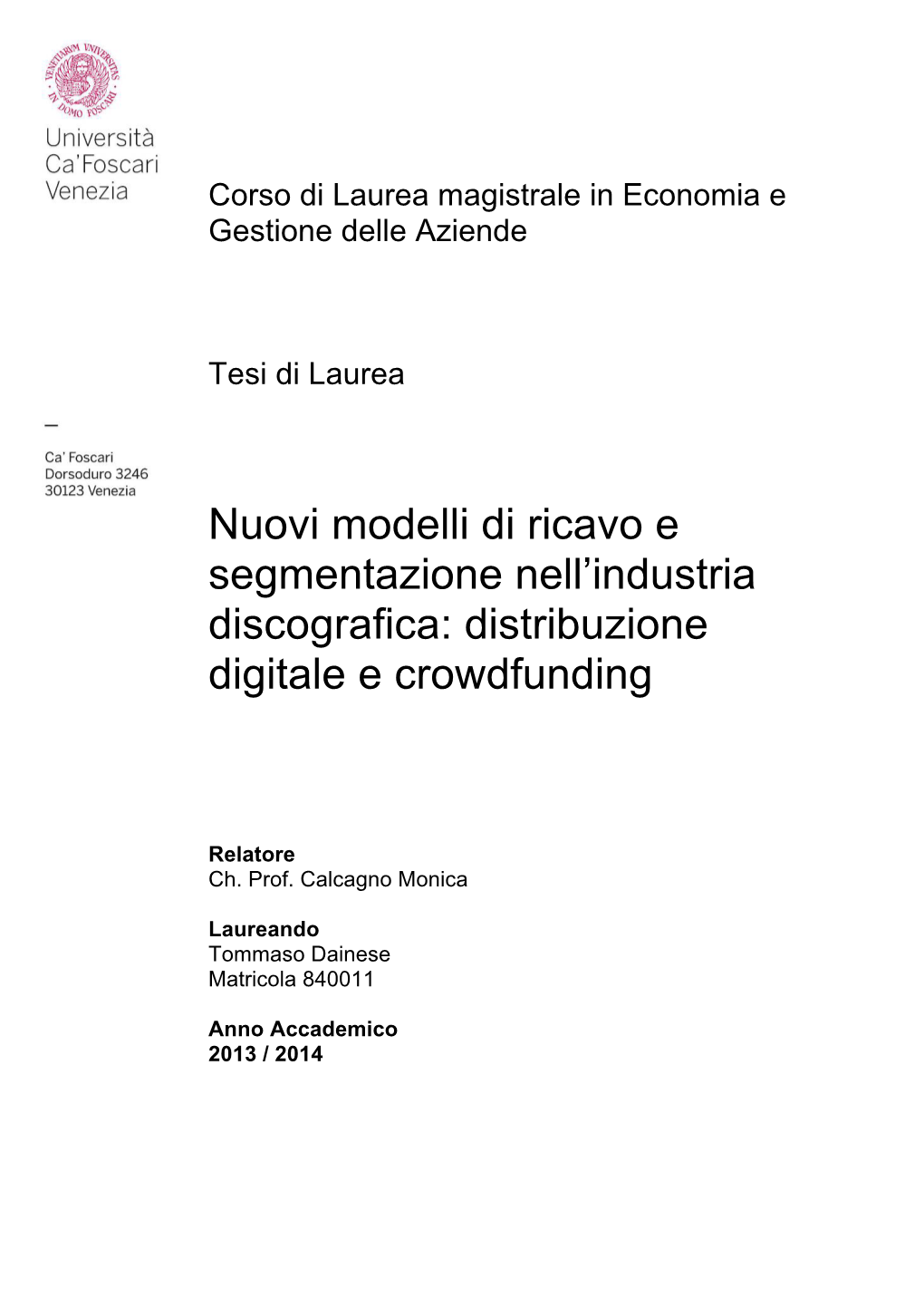 Nuovi Modelli Di Ricavo E Segmentazione Nell'industria