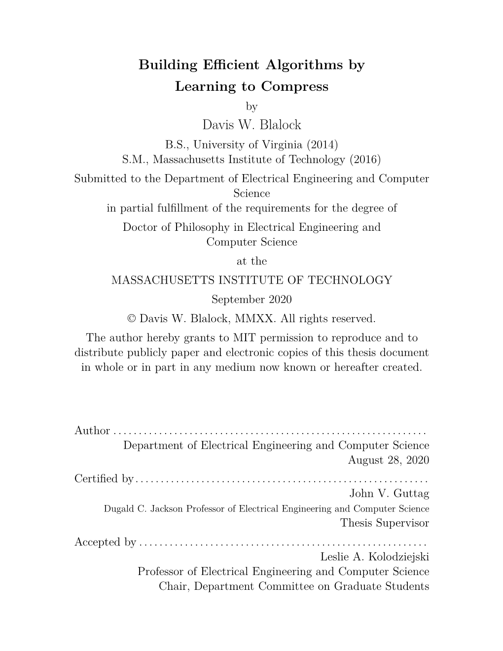 Building Efficient Algorithms by Learning to Compress by Davis W