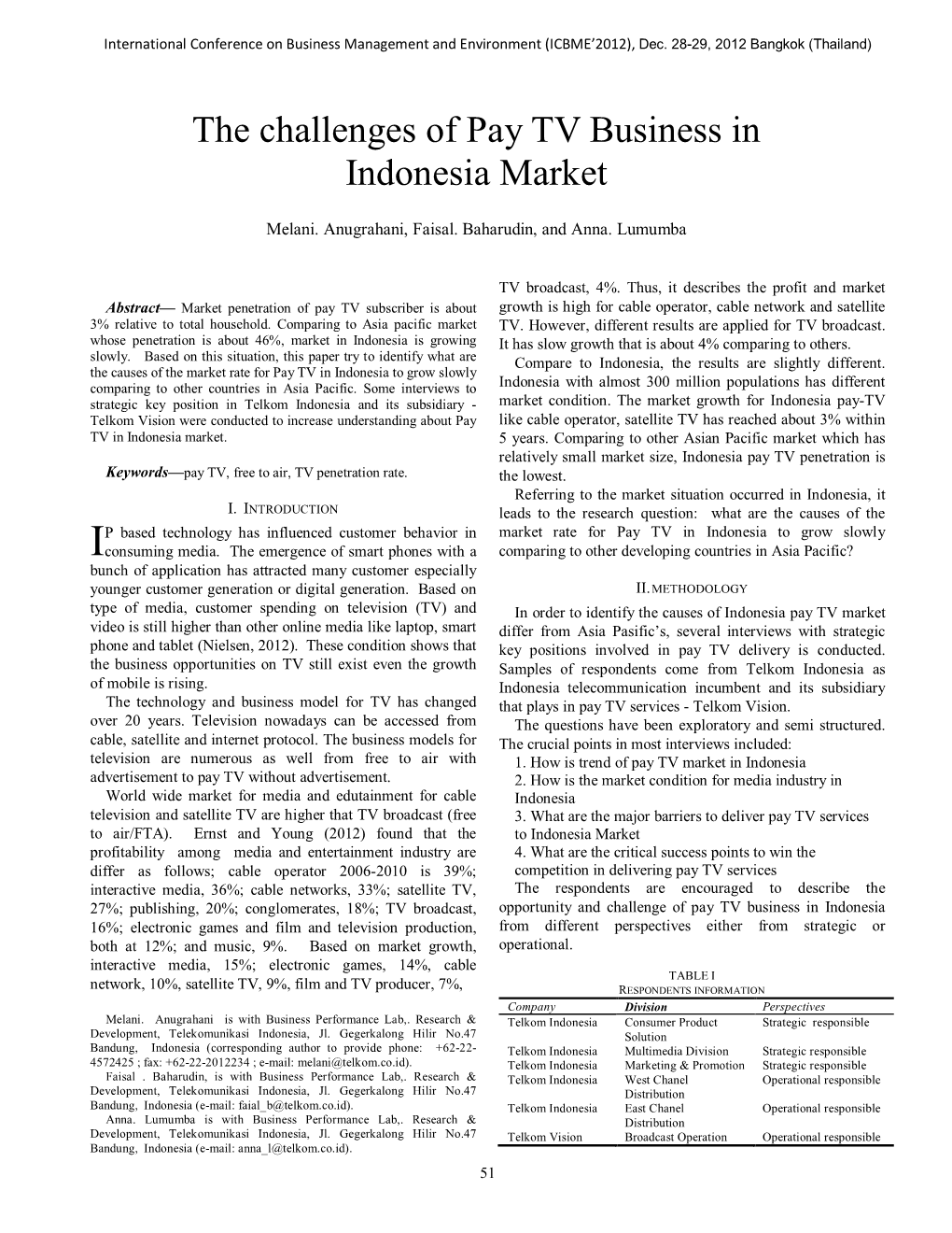 The Challenges of Pay TV Business in Indonesia Market