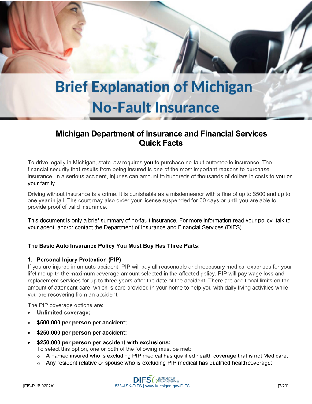 Brief Explanation of Michigan No-Fault Insurance