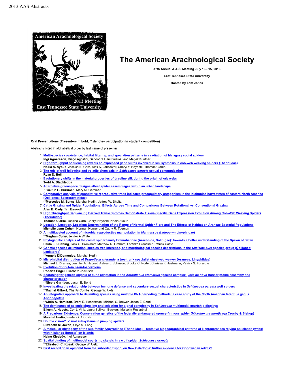 2013 AAS Abstracts