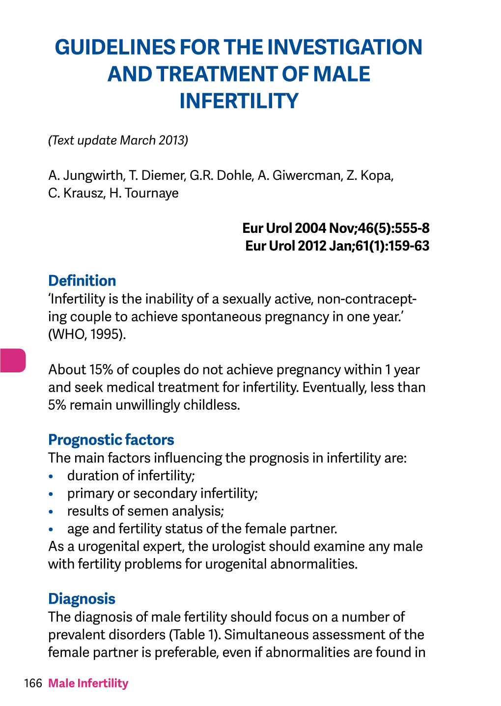 EAU Pocket Guidelines on Male Infertility 2013