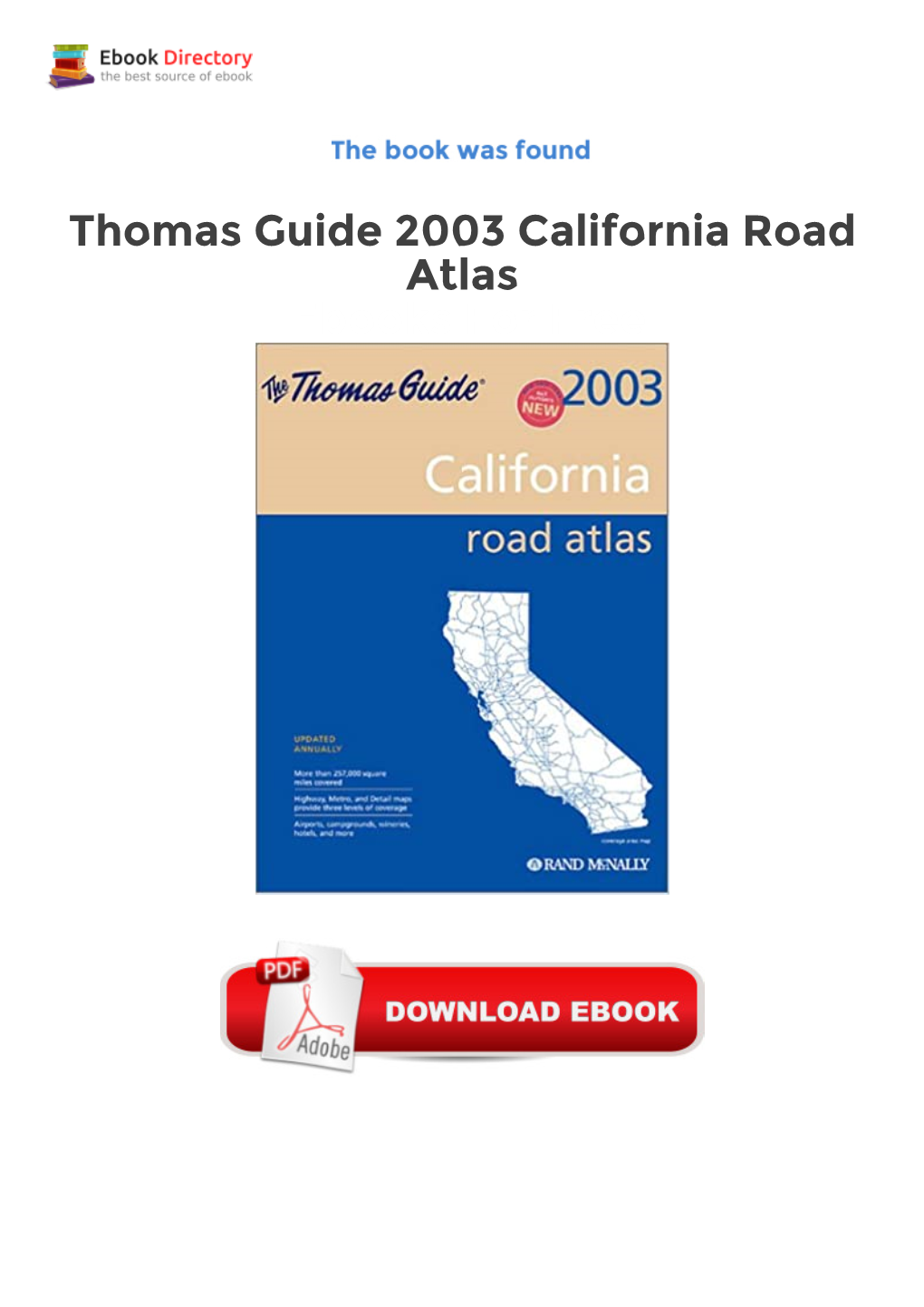 Thomas Guide 2003 California Road Atlas Ebooks for Free Book By