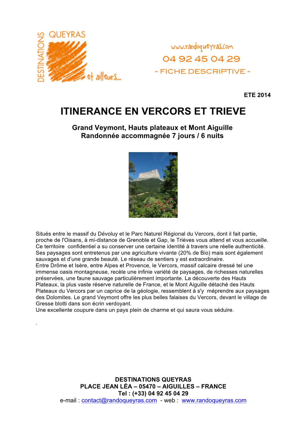 Itinerance En Vercors Et Trieve