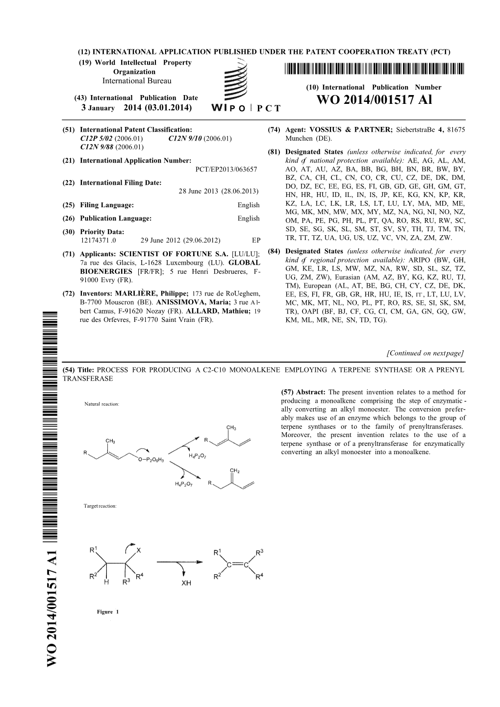 WO 2014/001517 Al 3 January 2014 (03.01.2014) P O P C T