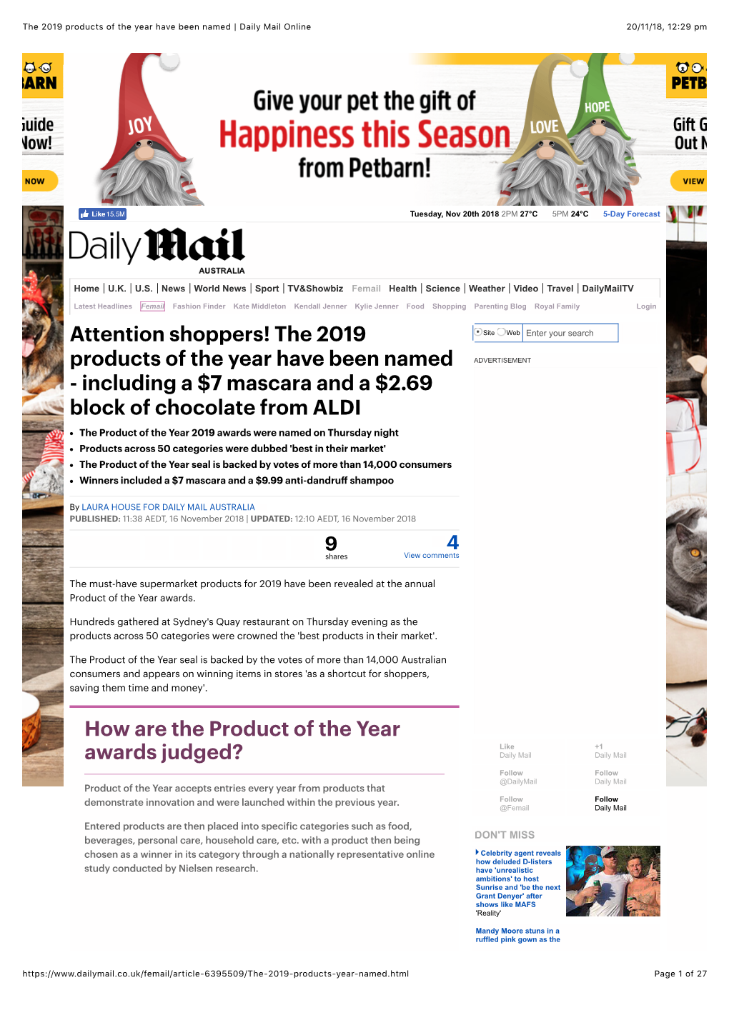 Daily Mail Online 20/11/18, 12�29 Pm