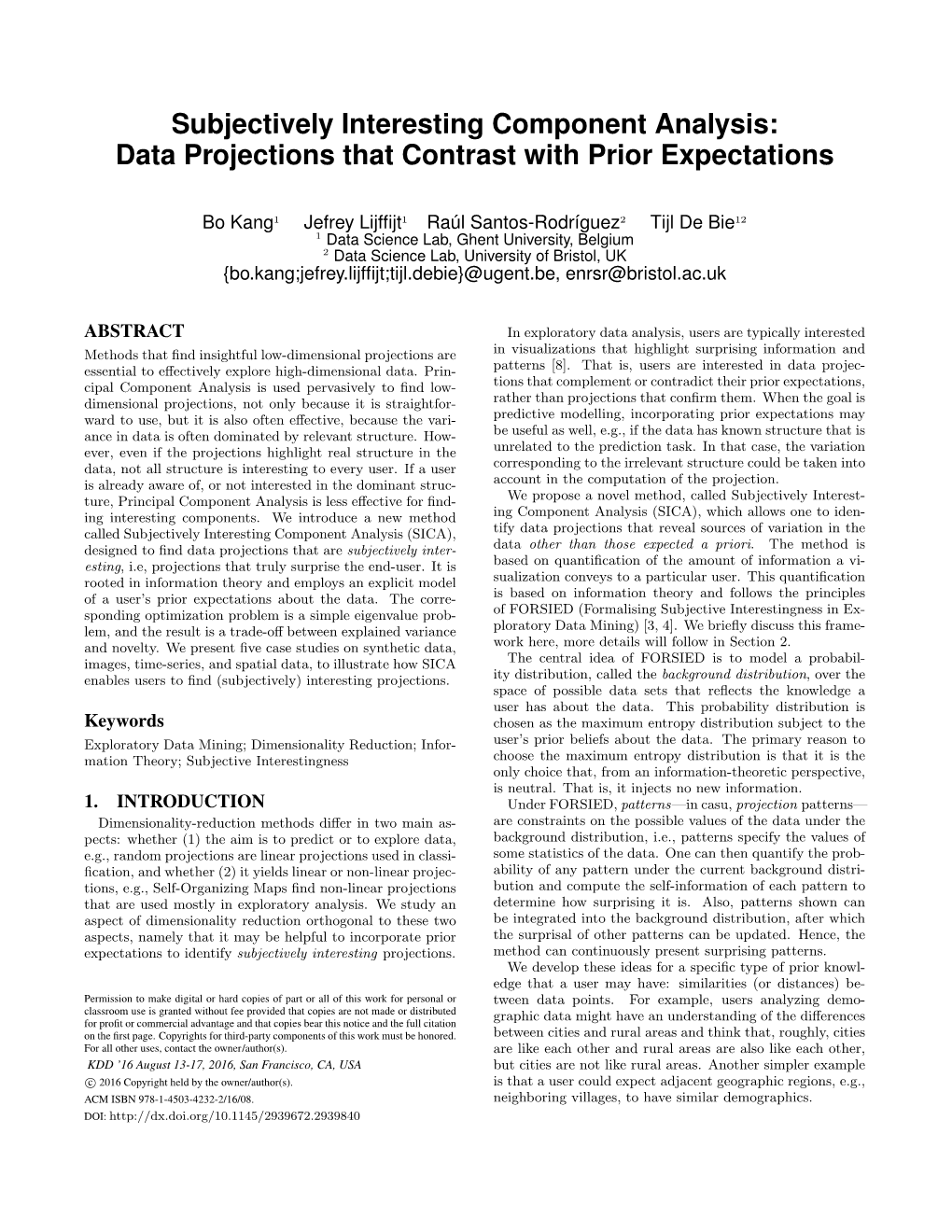 Subjectively Interesting Component Analysis: Data Projections That Contrast with Prior Expectations