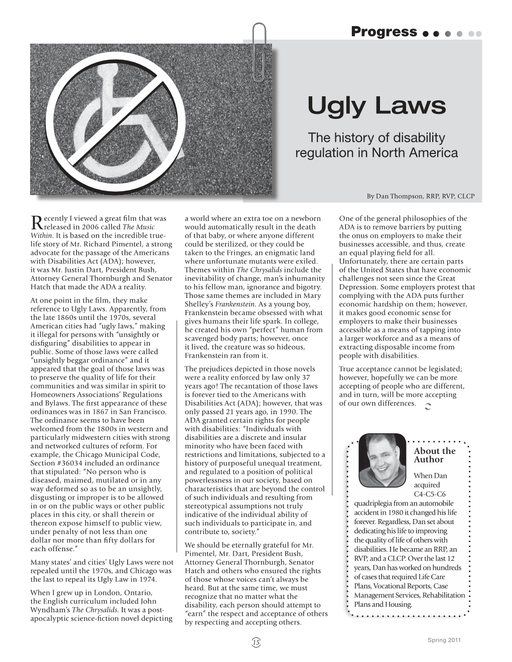 Ugly Laws the History of Disability Regulation in North America