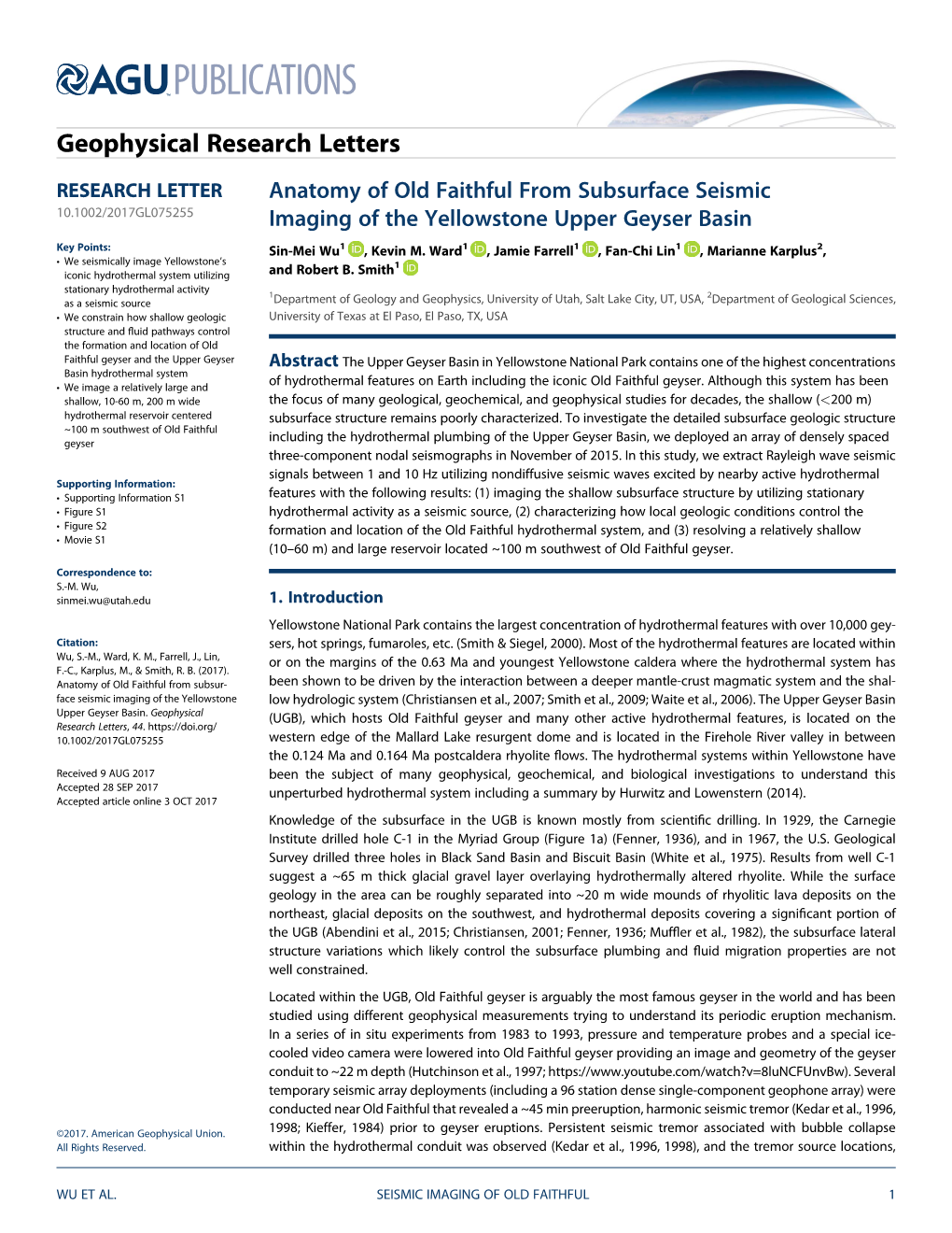 Anatomy of Old Faithful from Subsurface Seismic Imaging of The