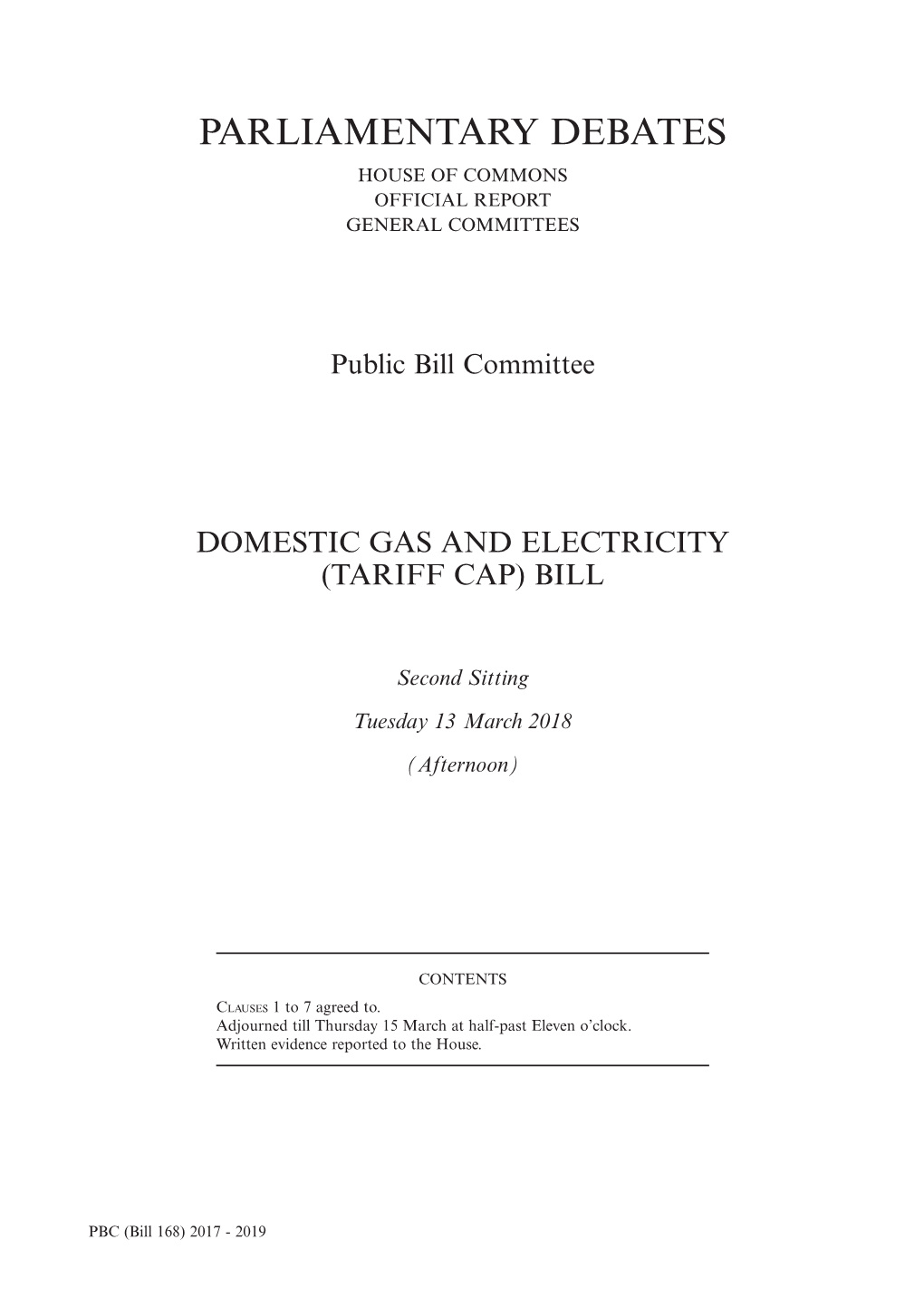 Parliamentary Debates House of Commons Official Report General Committees