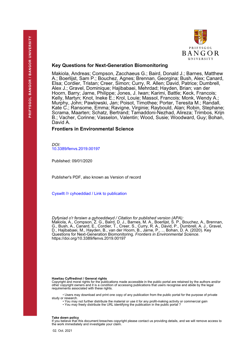 Key Questions for Next-Generation Biomonitoring