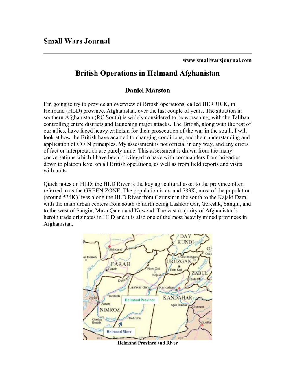 British Operations in Helmand Afghanistan