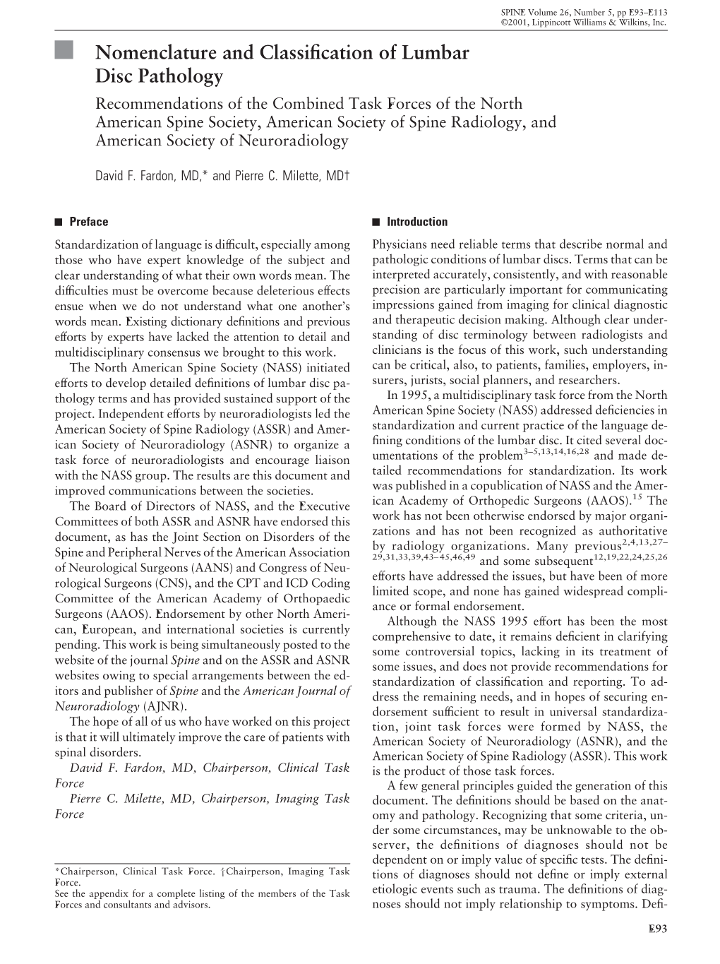 Nomenclature and Classification of Lumbar Disc Pathology