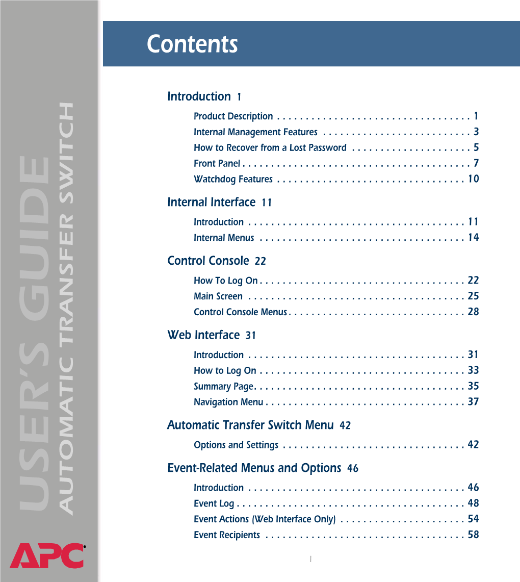 Automatic Transfer Switch User's Guide