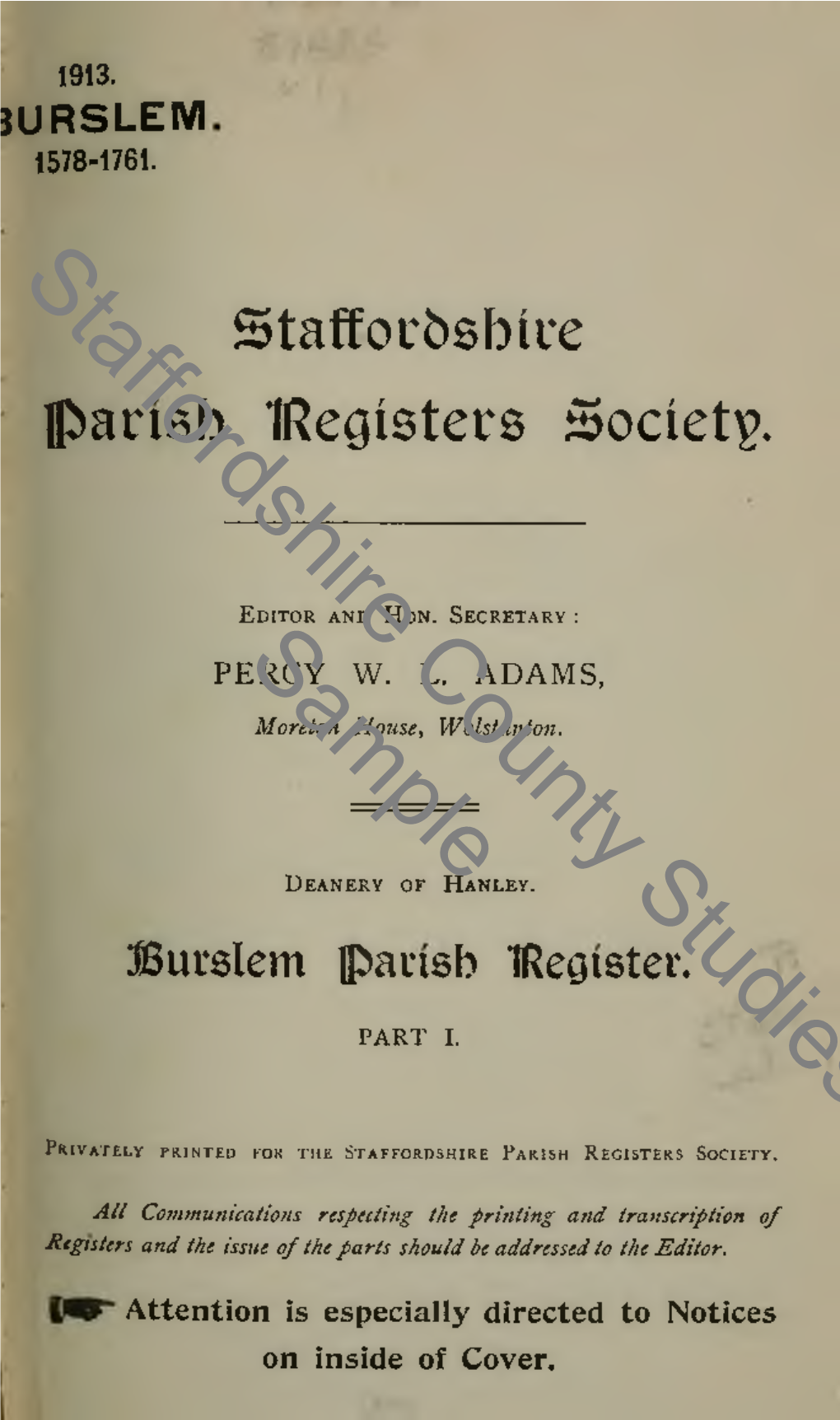 Burslem Parish Register