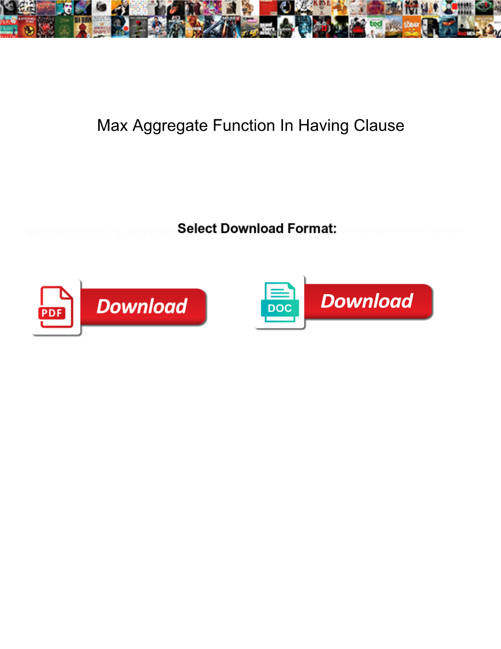 Max Aggregate Function in Having Clause