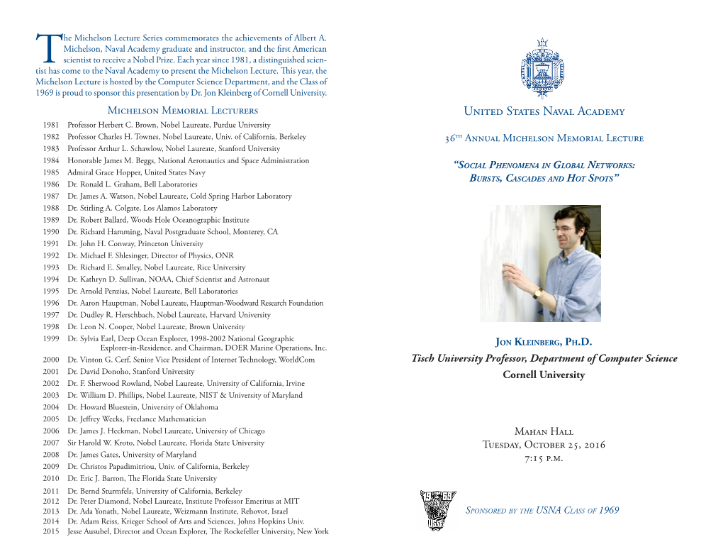 Michelson Memorial Lecture Program