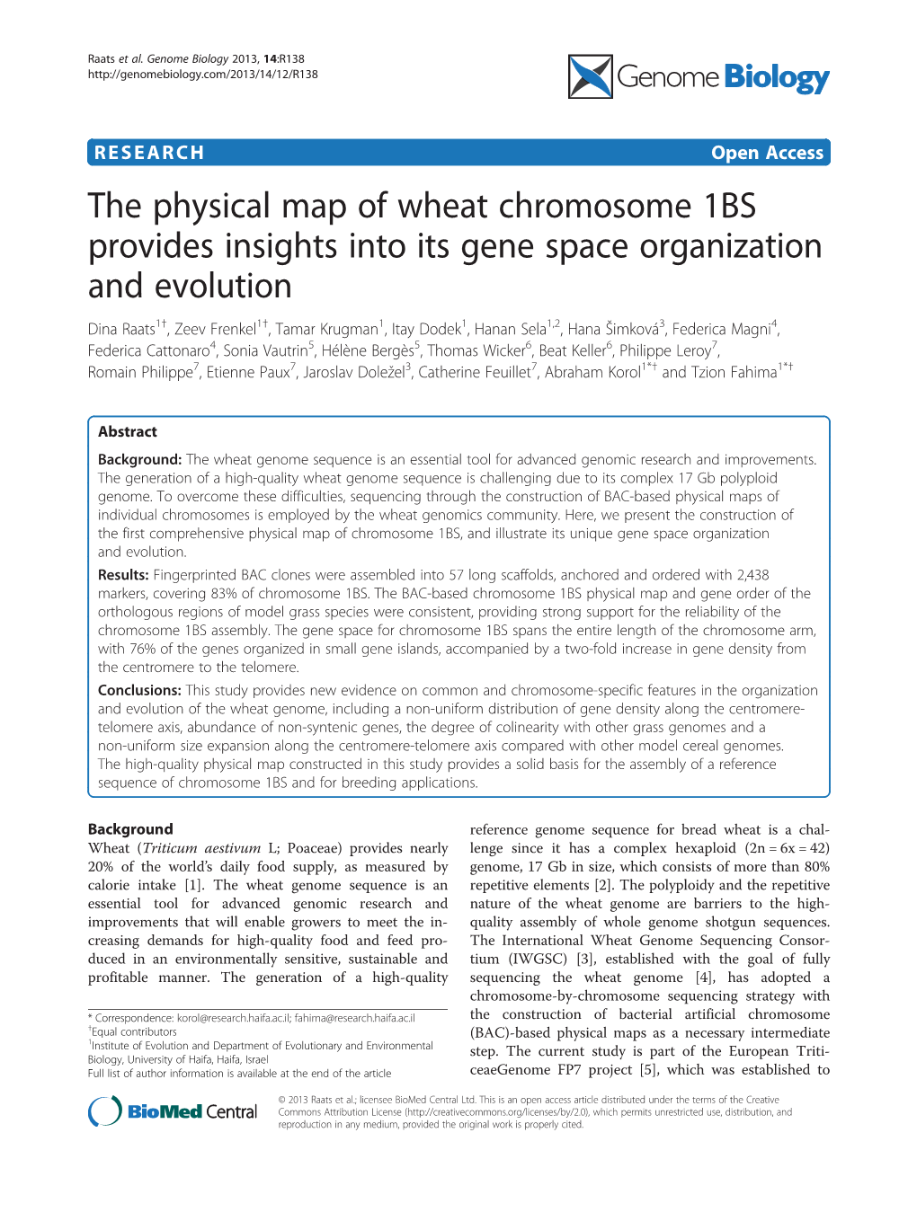 The Physical Map of Wheat Chromosome 1BS Provides Insights Into Its Gene Space Organization and Evolution