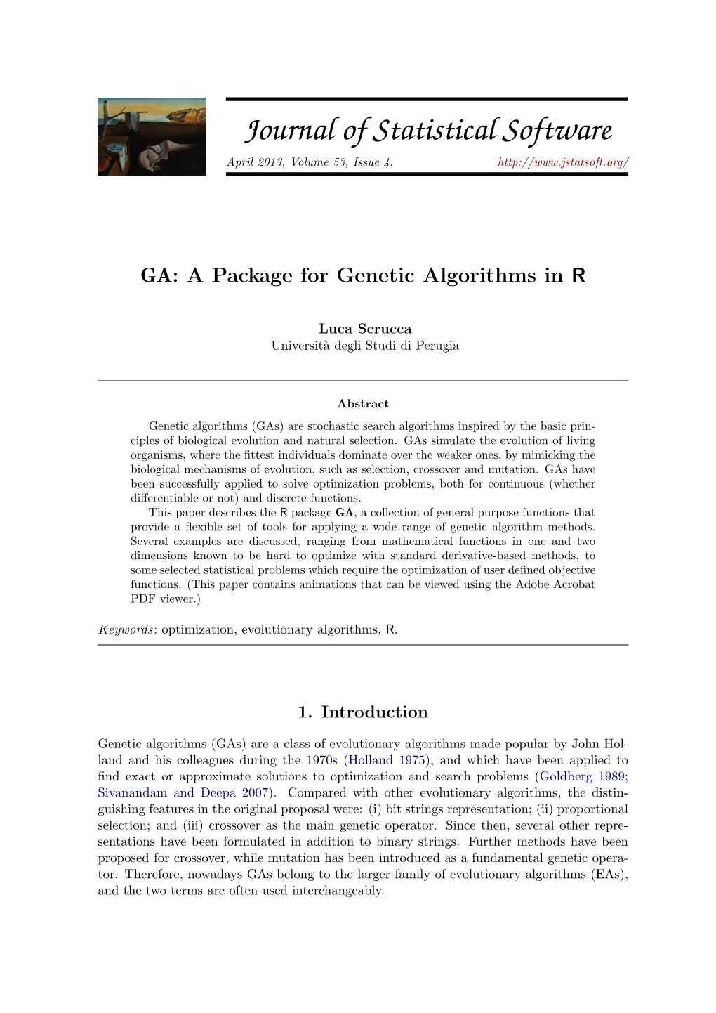 GA: a Package for Genetic Algorithms in R