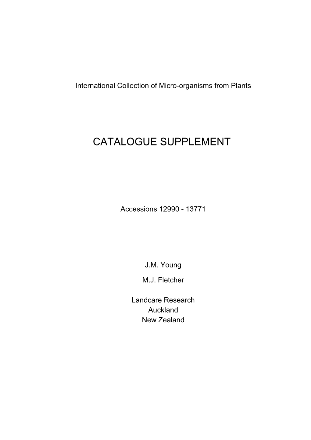 International Collection of Micro-Organisms from Plants