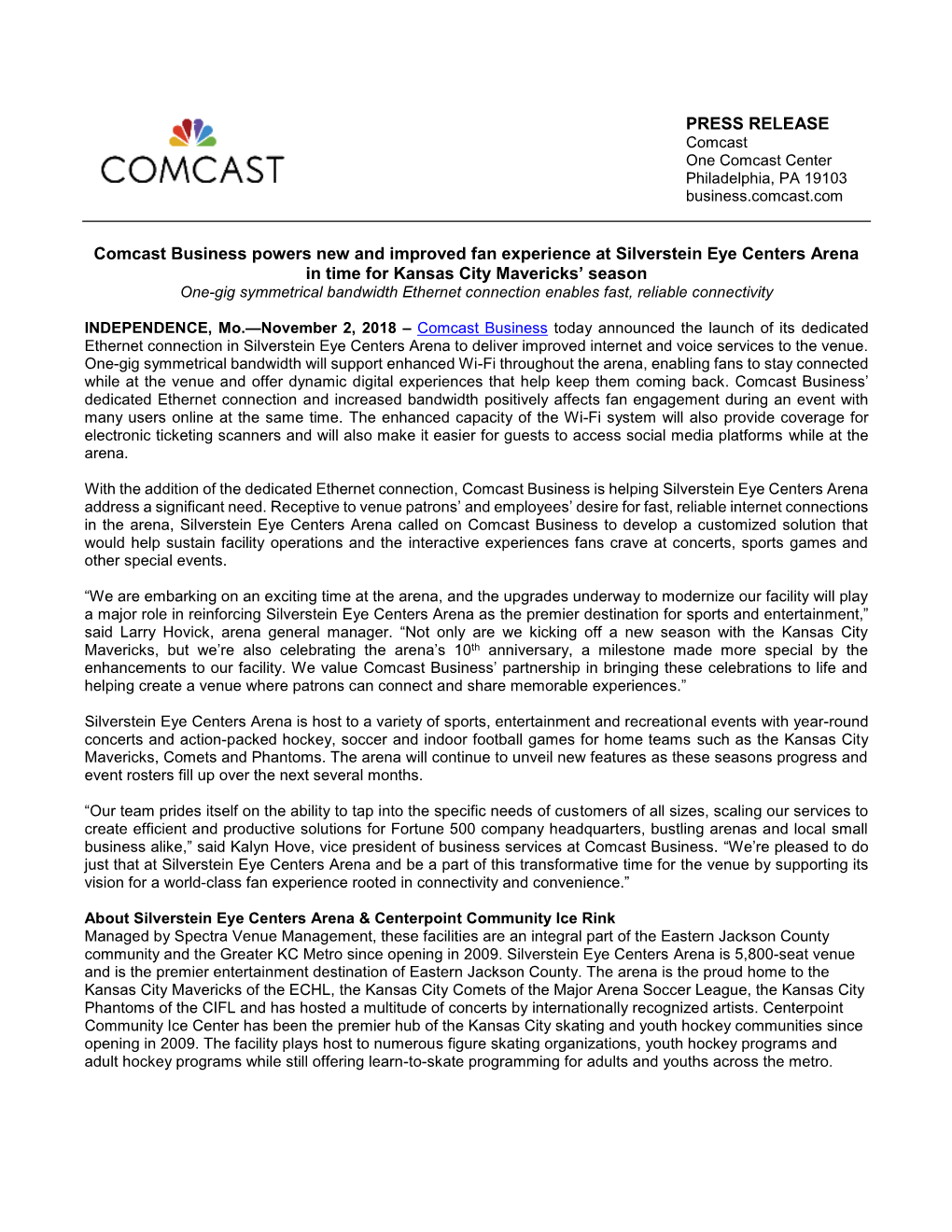 Comcast Business Powers New and Improved Fan Experience At