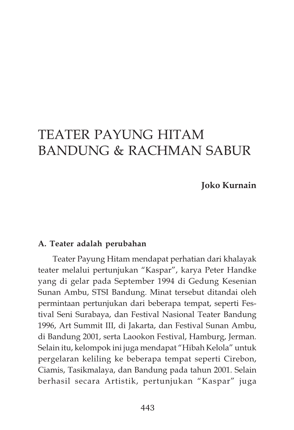Teater Payung Hitam Bandung & Rachman Sabur