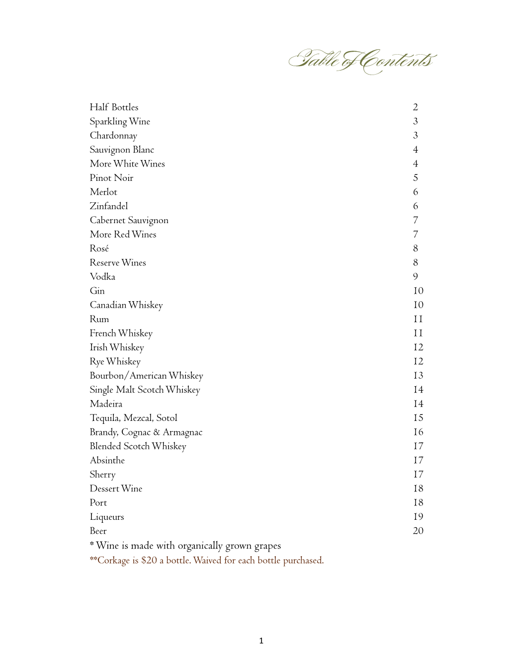 Table of Contents