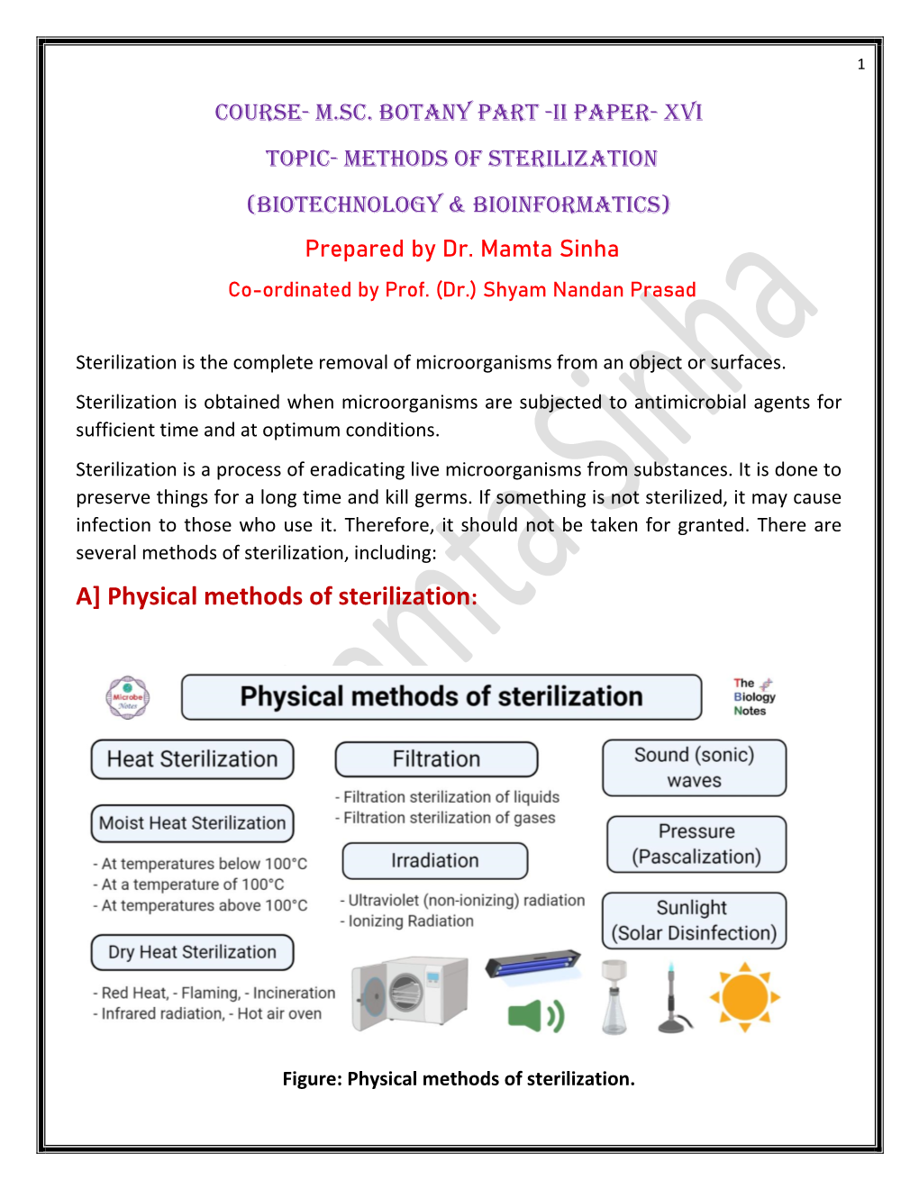 A] Physical Methods of Sterilization