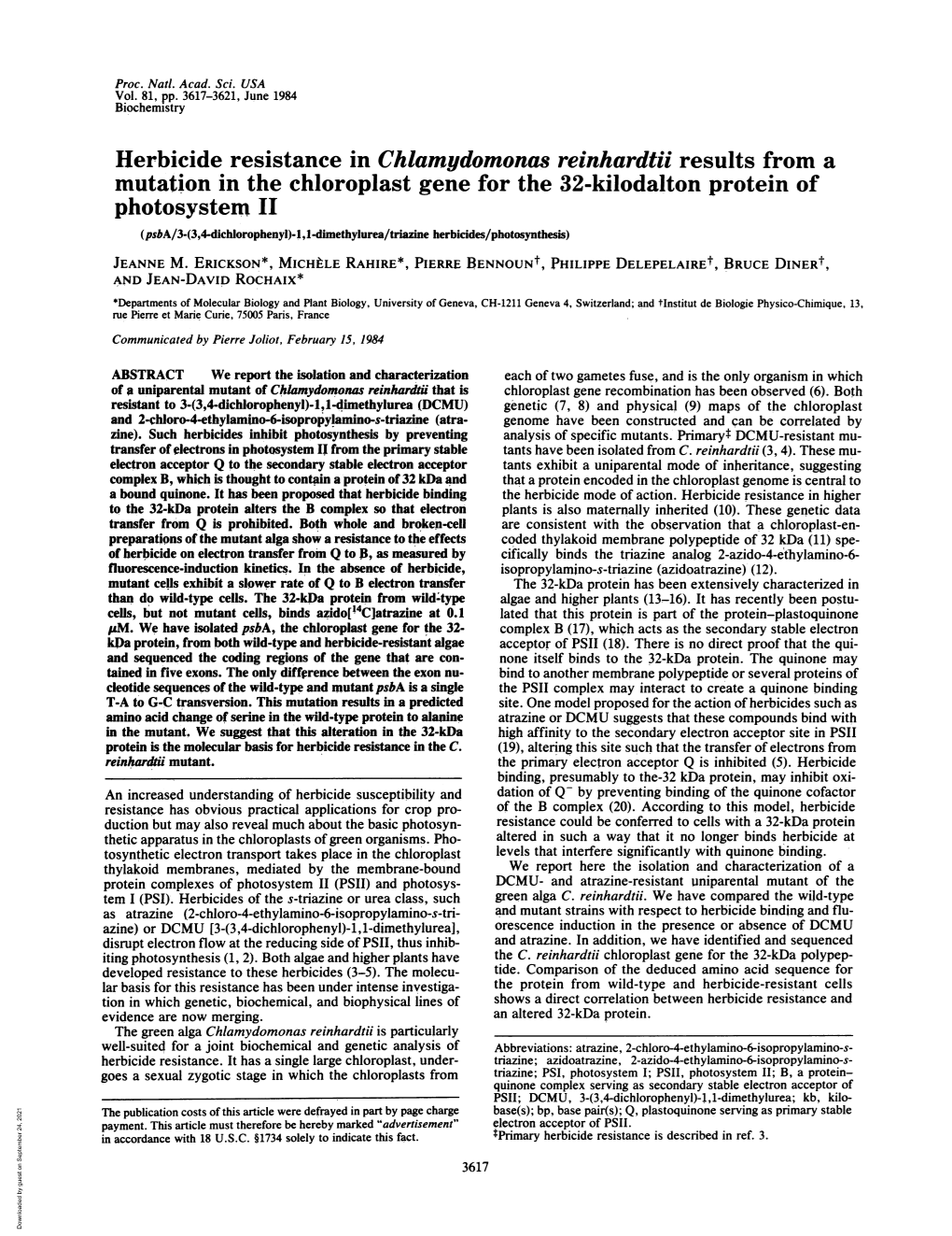 Herbicide Resistance in Chlamydomonas Reinhardtii Results