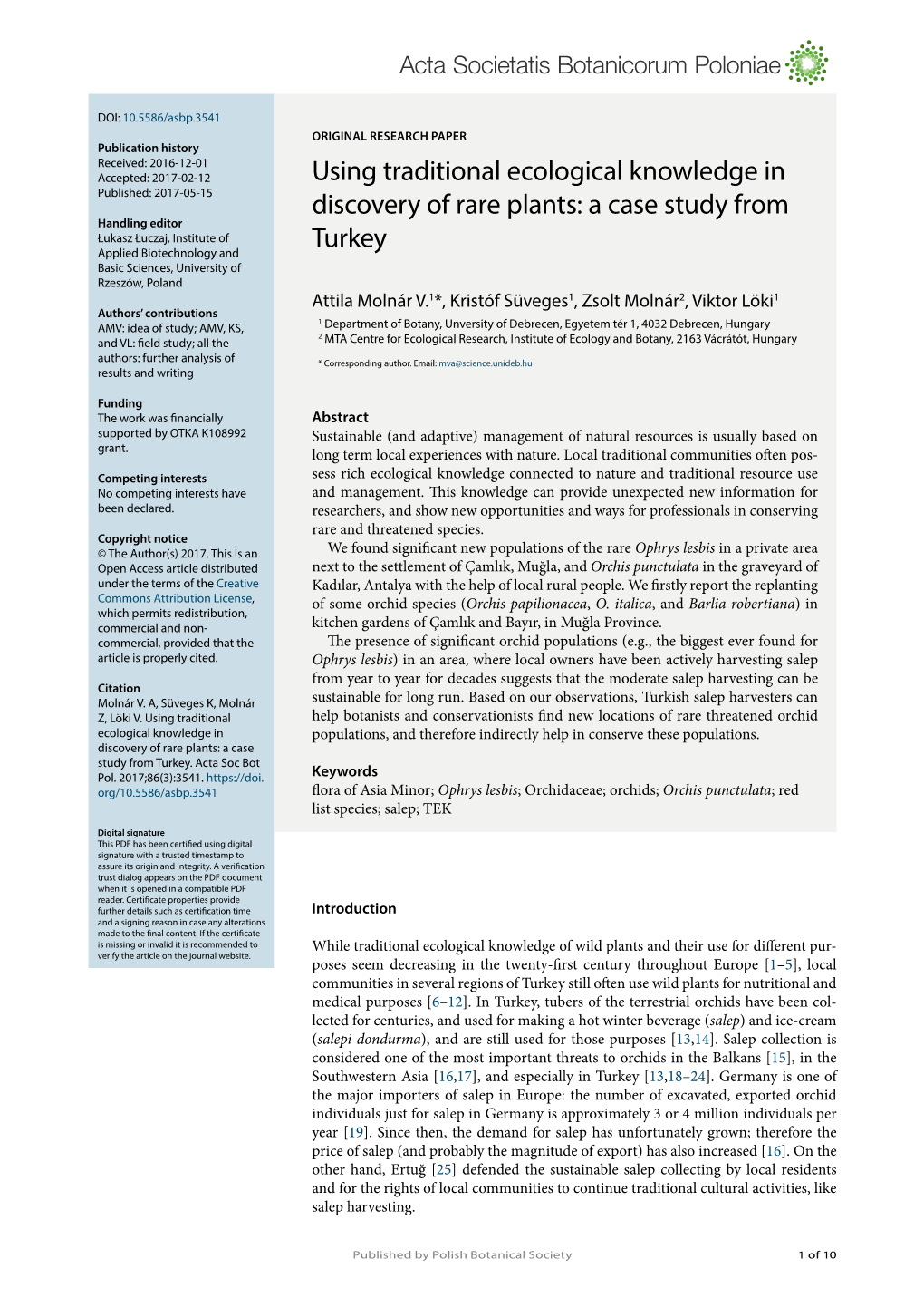 Using Traditional Ecological Knowledge in Discovery of Rare Plants