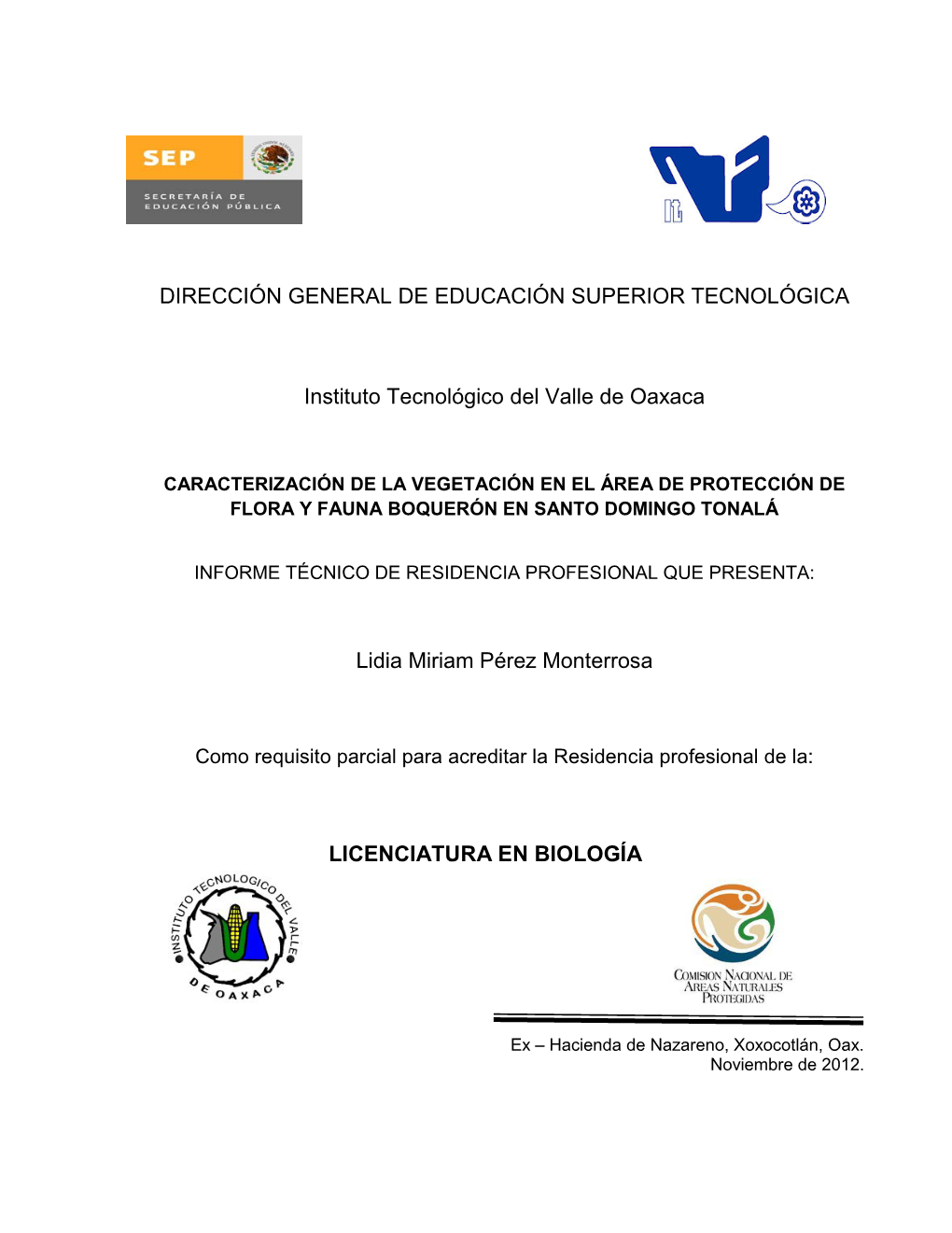 Caracterizacion De Vegetacion De Santo Domingo Tonala.Pdf