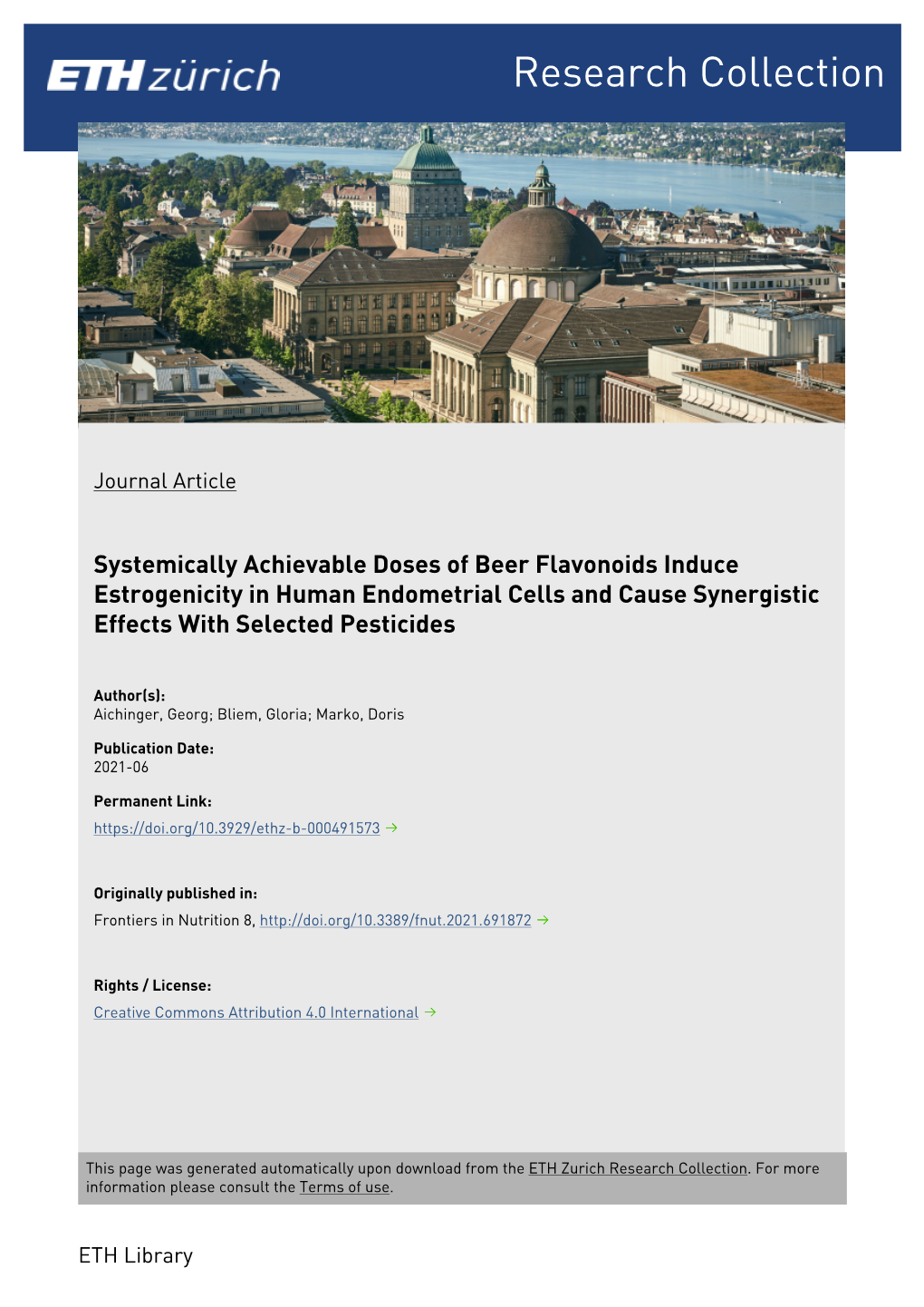 Systemically Achievable Doses of Beer Flavonoids Induce Estrogenicity in Human Endometrial Cells and Cause Synergistic Effects with Selected Pesticides