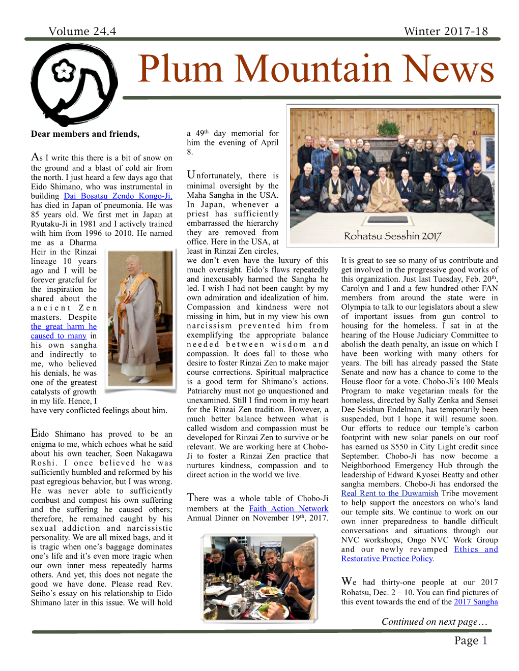 Plum Mountain News