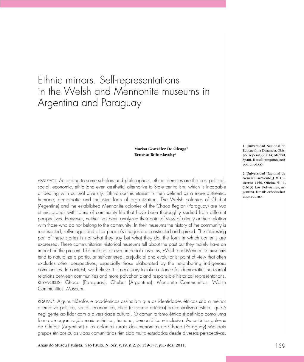 Ethnic Mirrors. Self-Representations in the Welsh and Mennonite Museums in Argentina and Paraguay