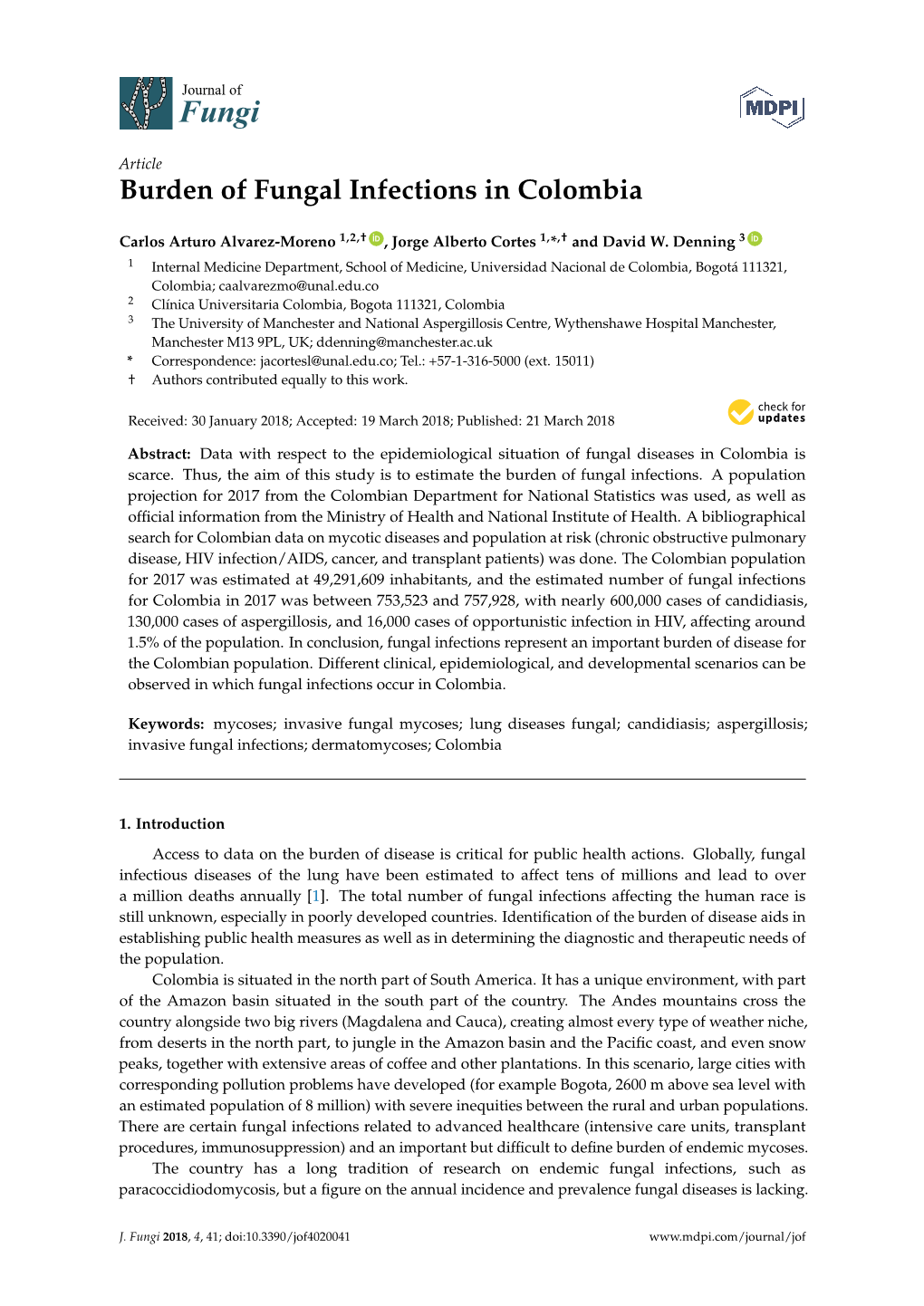 Burden of Fungal Infections in Colombia