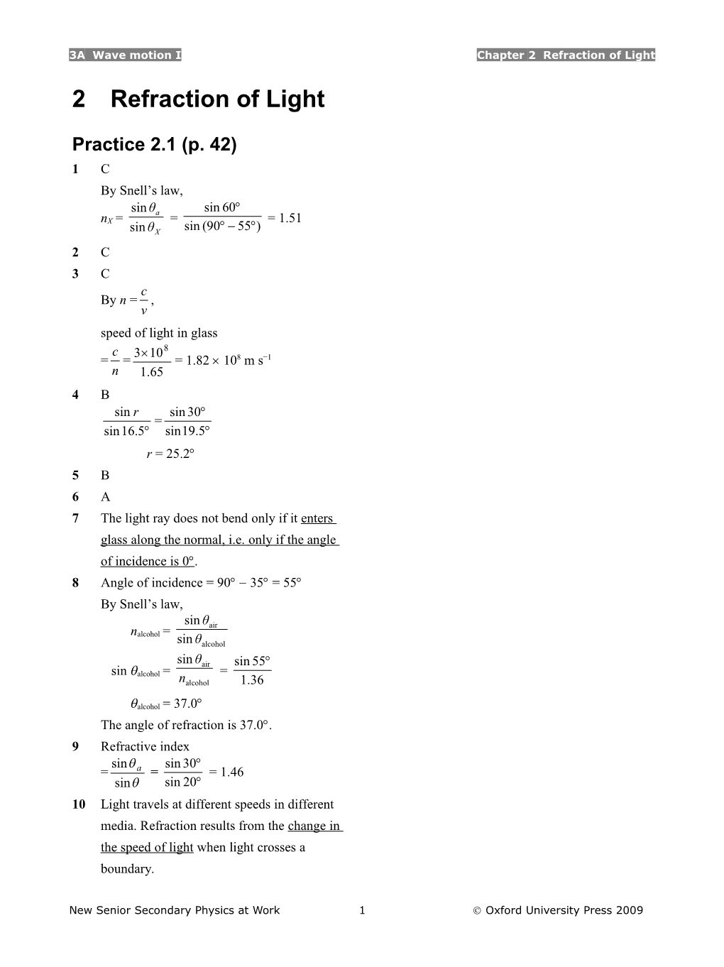 3A Wave Motion I Chapter 2 Refraction of Light