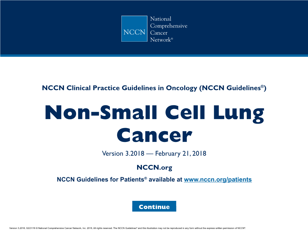 (NCCN Guidelines®) Non-Small Cell Lung Cancer Version 3.2018 — February 21, 2018