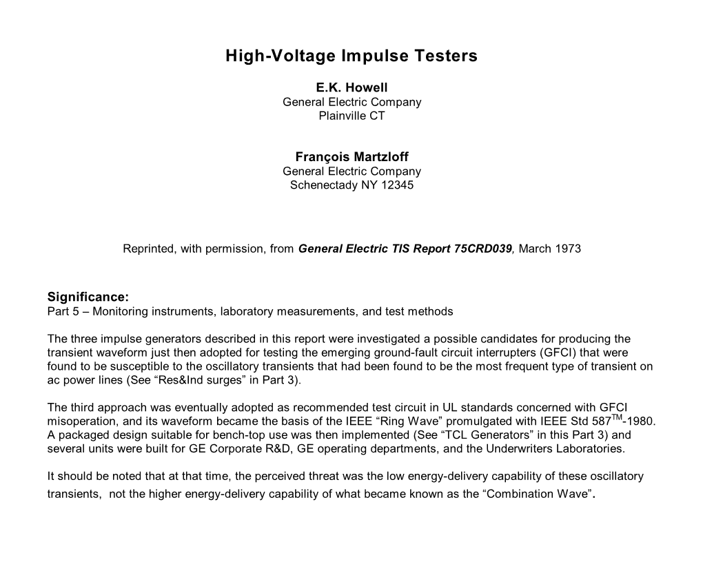 High-Voltage Impulse Testers