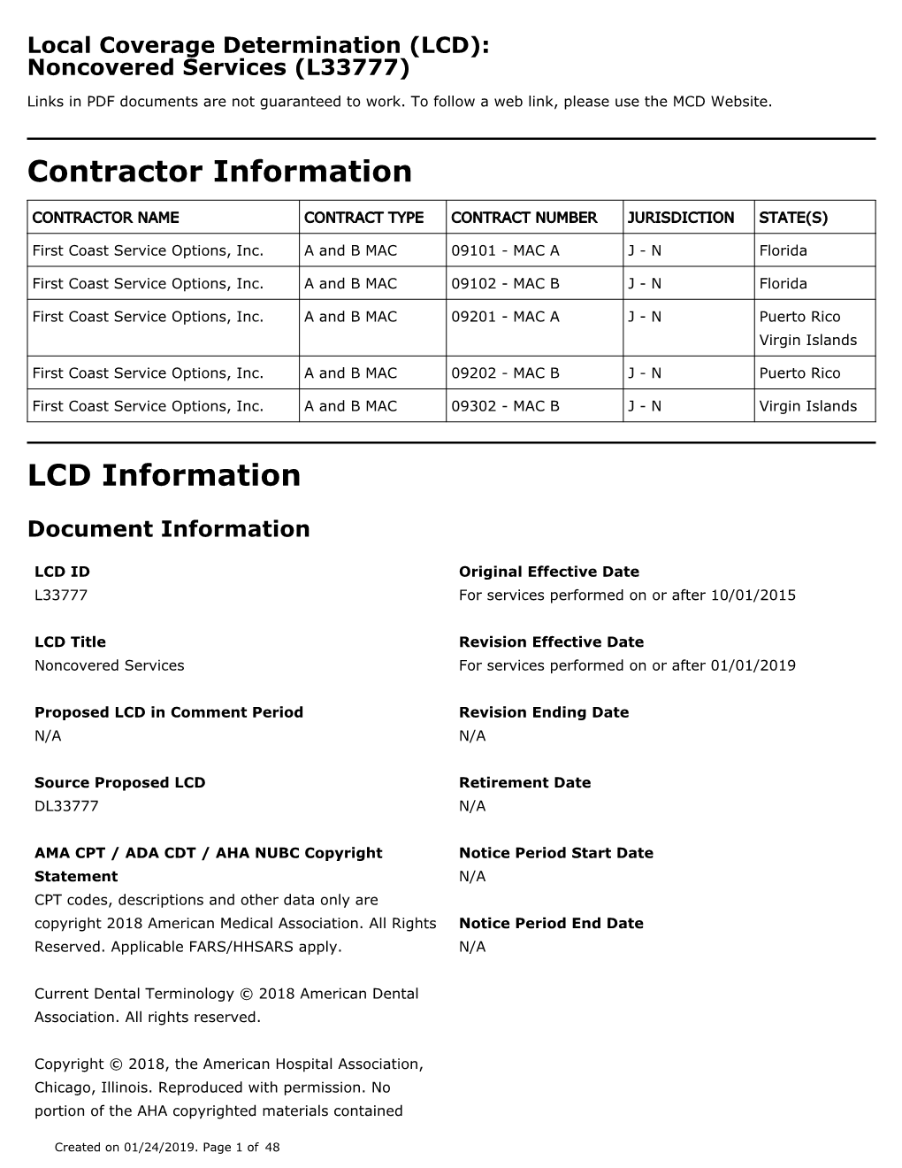 Local Coverage Determination (LCD): Noncovered Services (L33777)