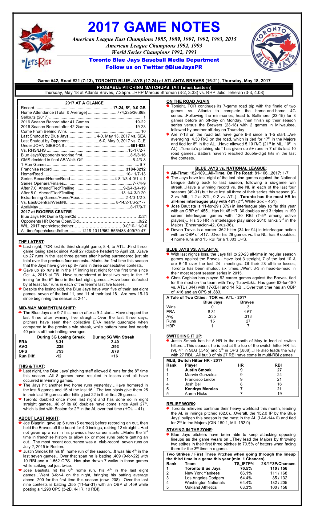 2017 Game Notes