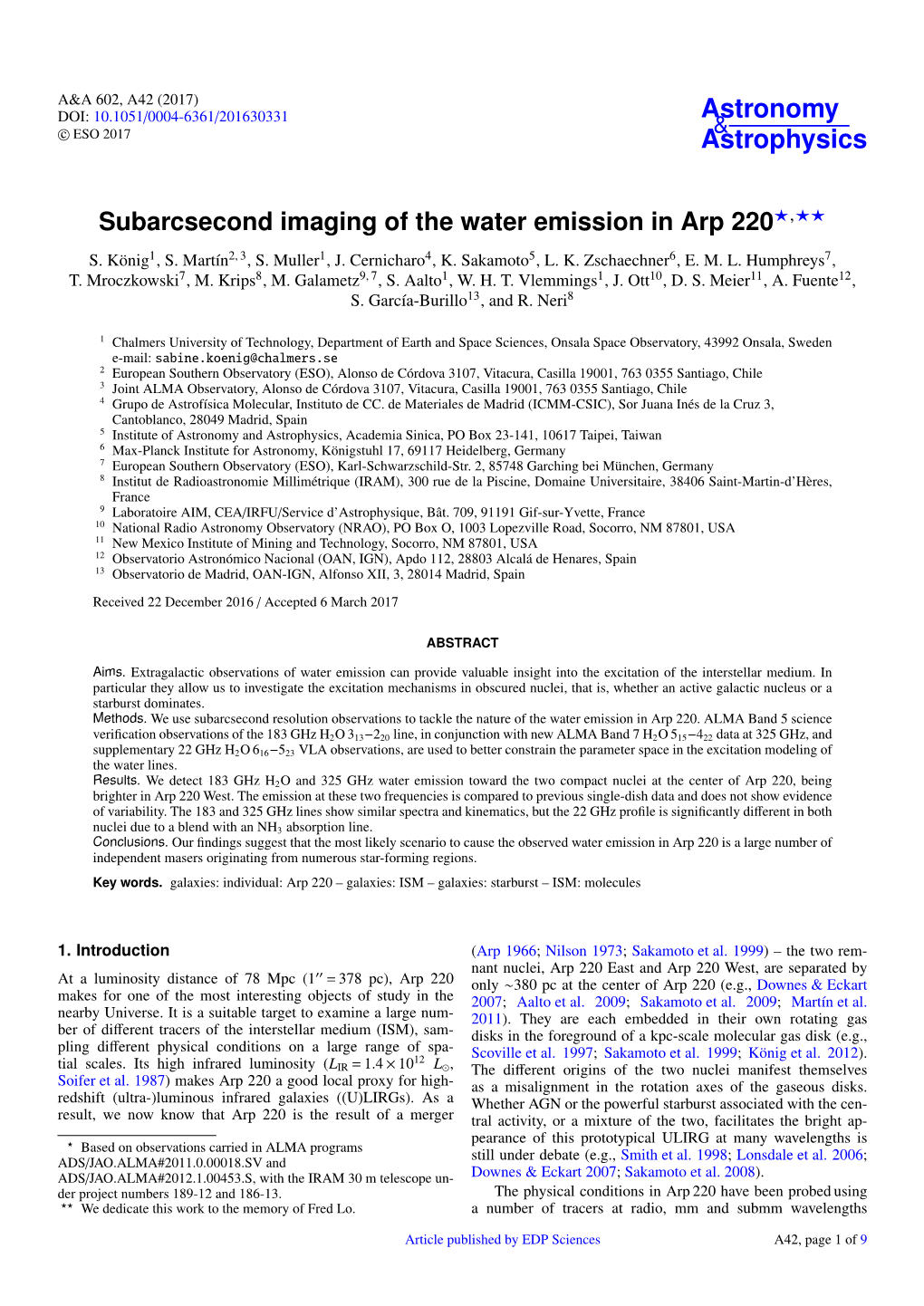 Subarcsecond Imaging of the Water Emission in Arp 220?,?? S